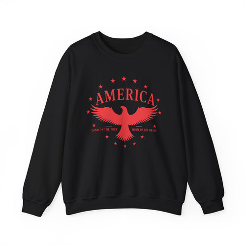 America Eagle Crewneck Sweatshirt – Patriotic Red Graphic