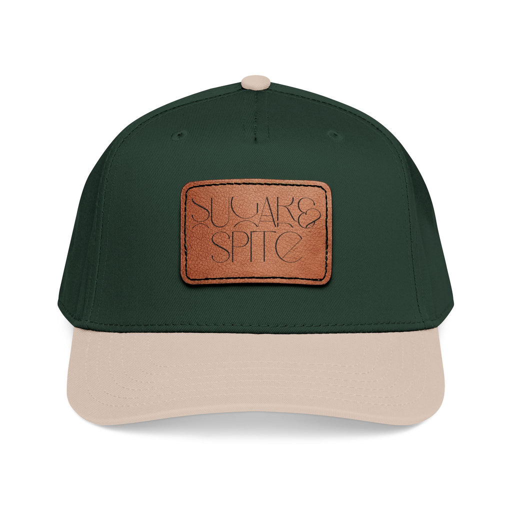 Leather Patch Baseball Cap — 'SUGAR & SPICE' Mid-Profile Hat