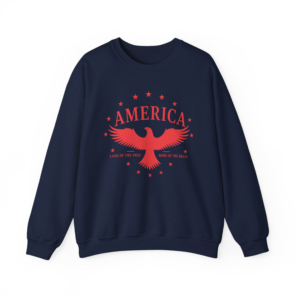 America Eagle Crewneck Sweatshirt – Patriotic Red Graphic