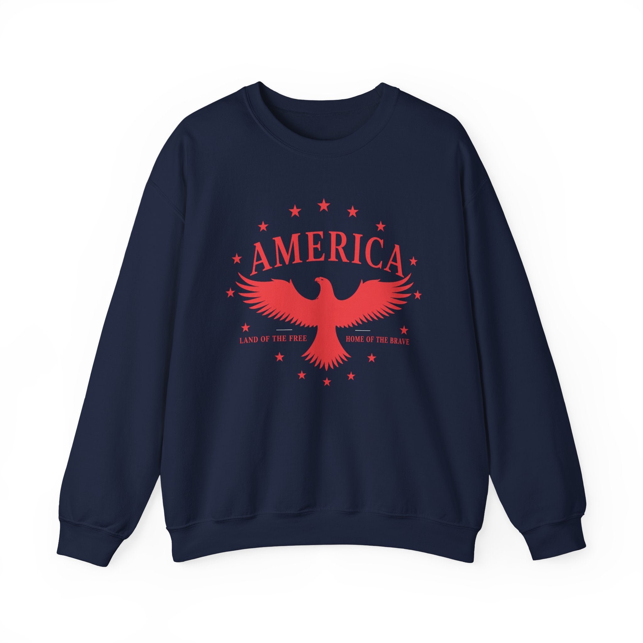 America Eagle Crewneck Sweatshirt – Patriotic Red Graphic