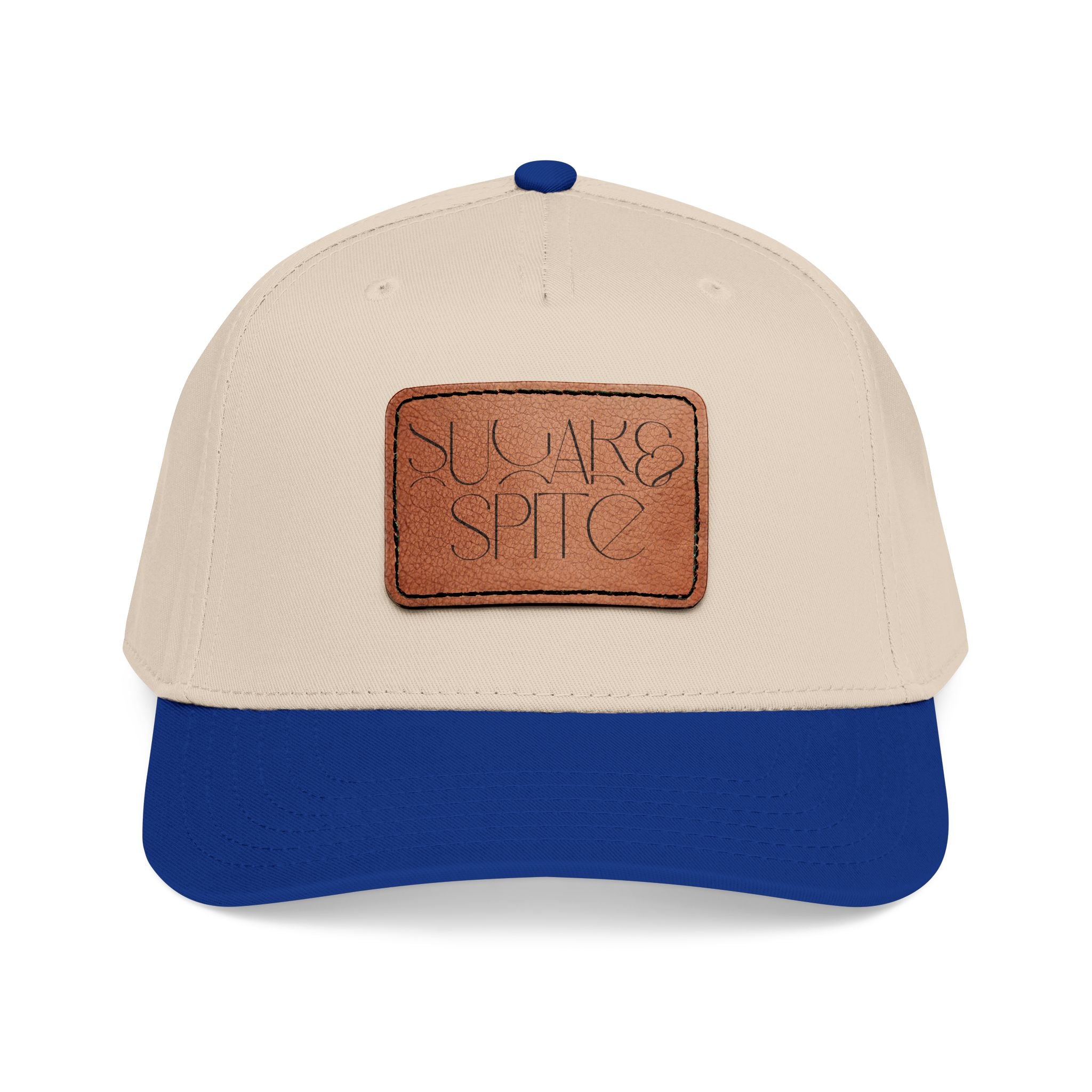 Leather Patch Baseball Cap — 'SUGAR & SPICE' Mid-Profile Hat