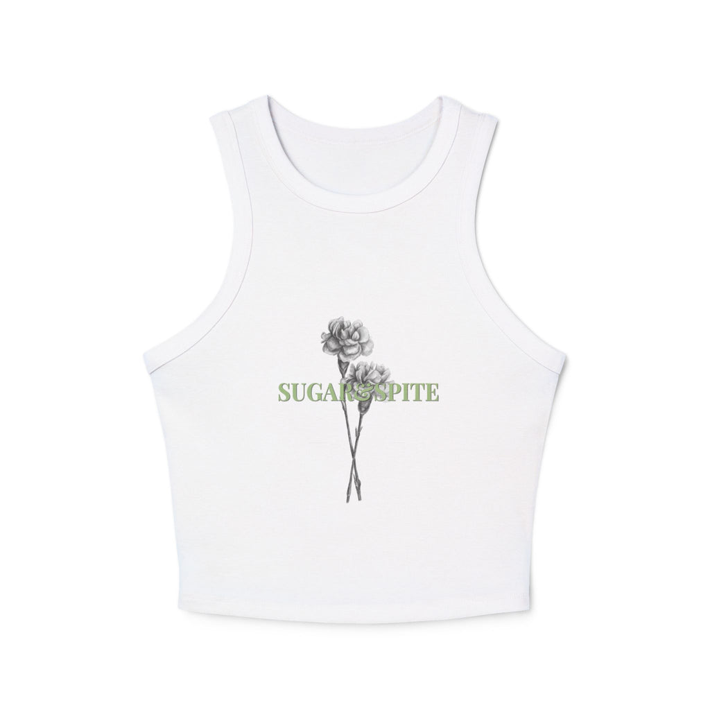 Ribbed Racer Tank Top — 'SUGAR & SPICE' Floral Graphic