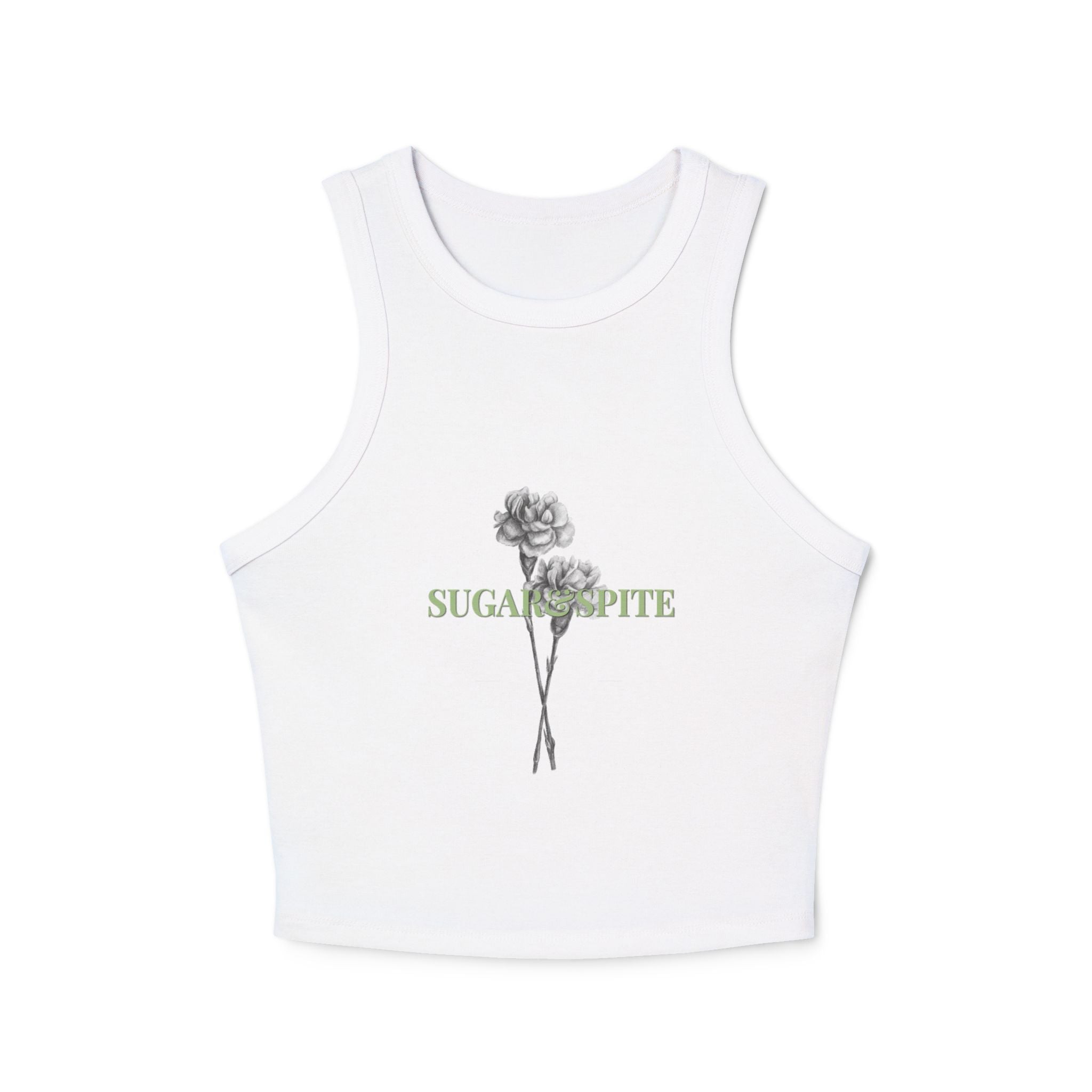 Ribbed Racer Tank Top — 'SUGAR & SPICE' Floral Graphic
