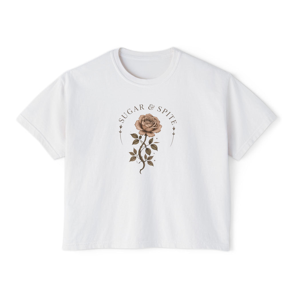 Sugar & Spice Rose Boxy Tee — Women's Floral Graphic T-Shirt