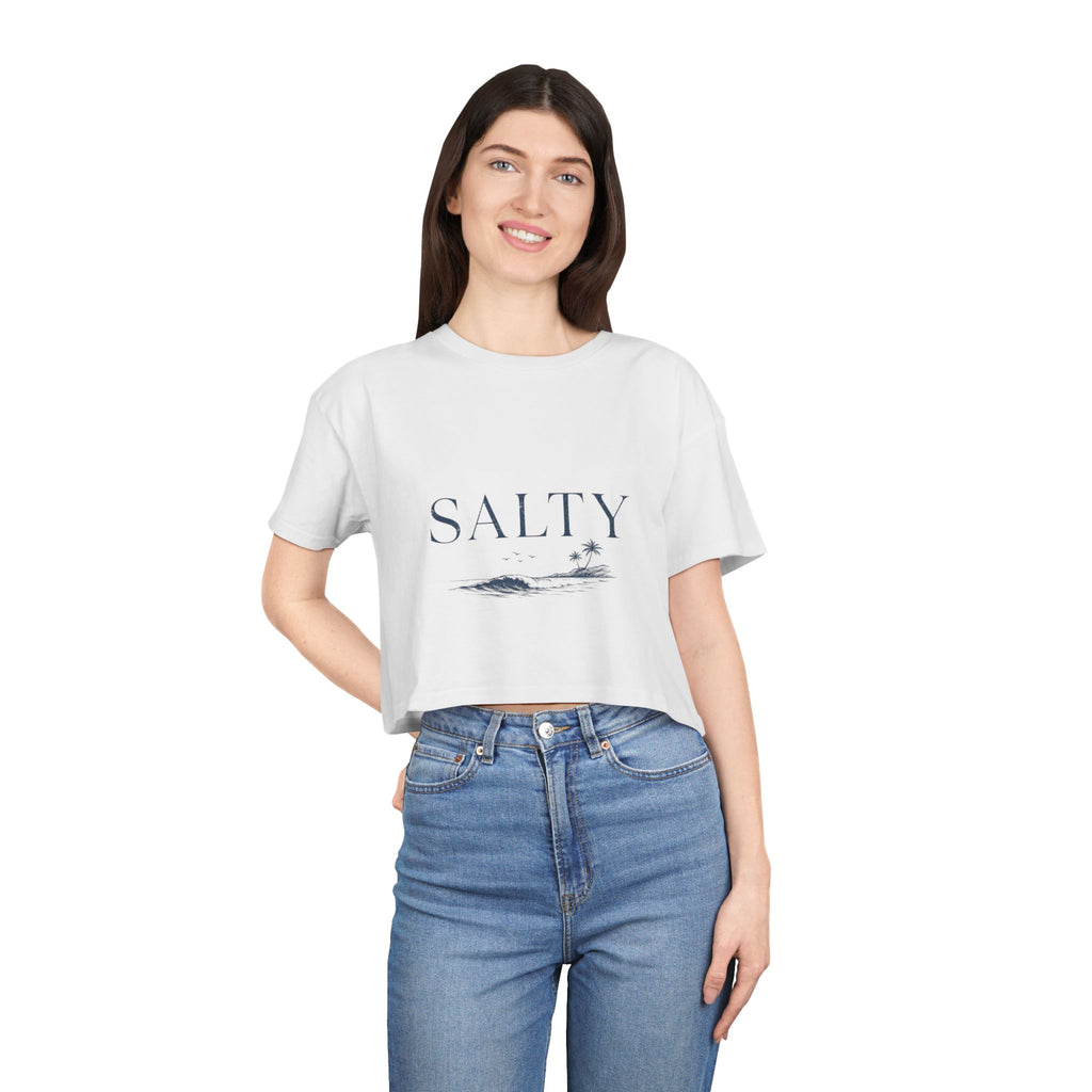 Salty Ocean Waves Crop Tee | Beach Minimalist Coastal Shirt