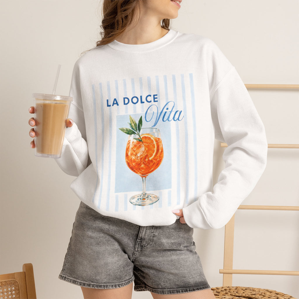 La Dolce Vita Sweatshirt — Orange Cocktail Graphic Crewneck