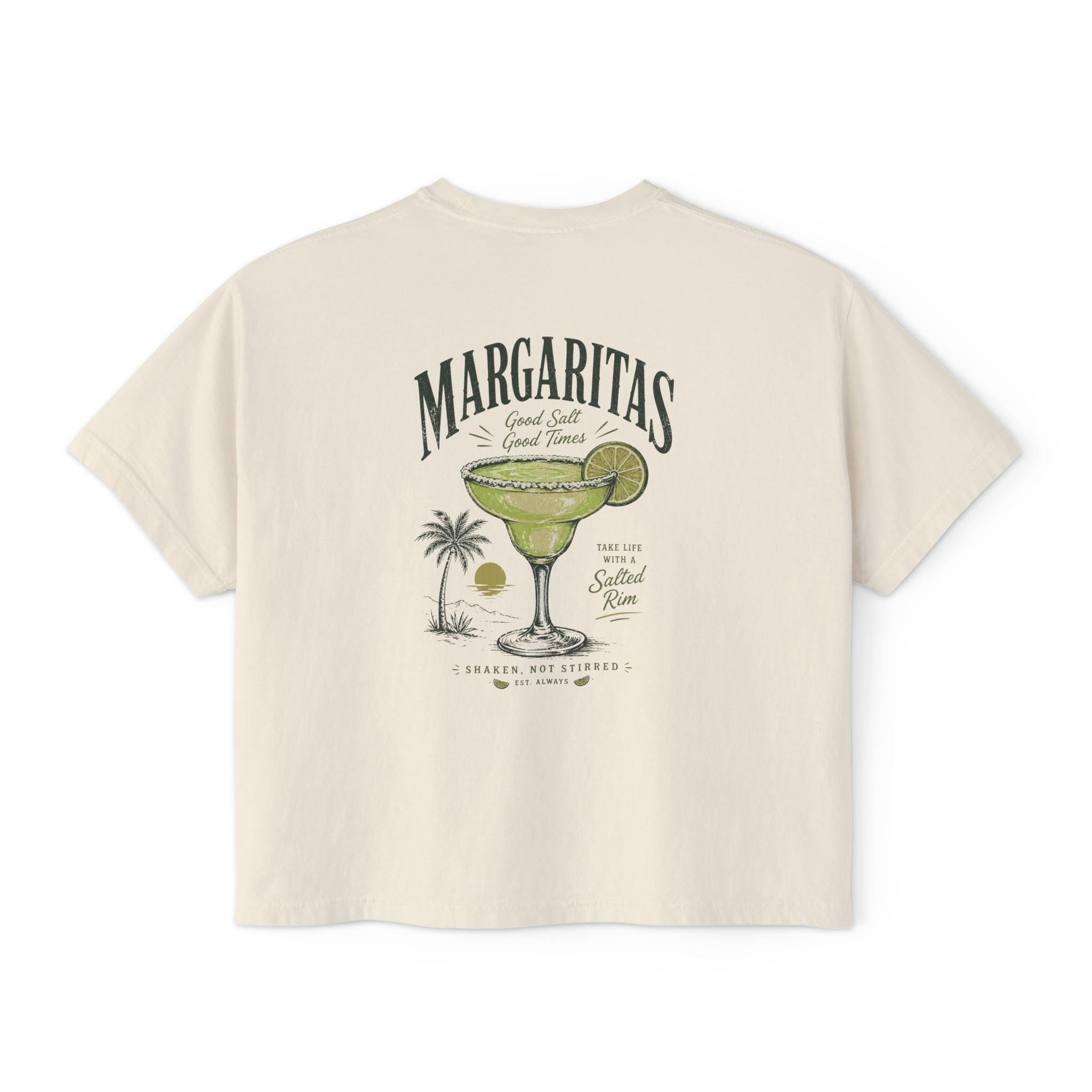 Margaritas Women's Boxy Tee – Palm Cocktail Graphic Tee