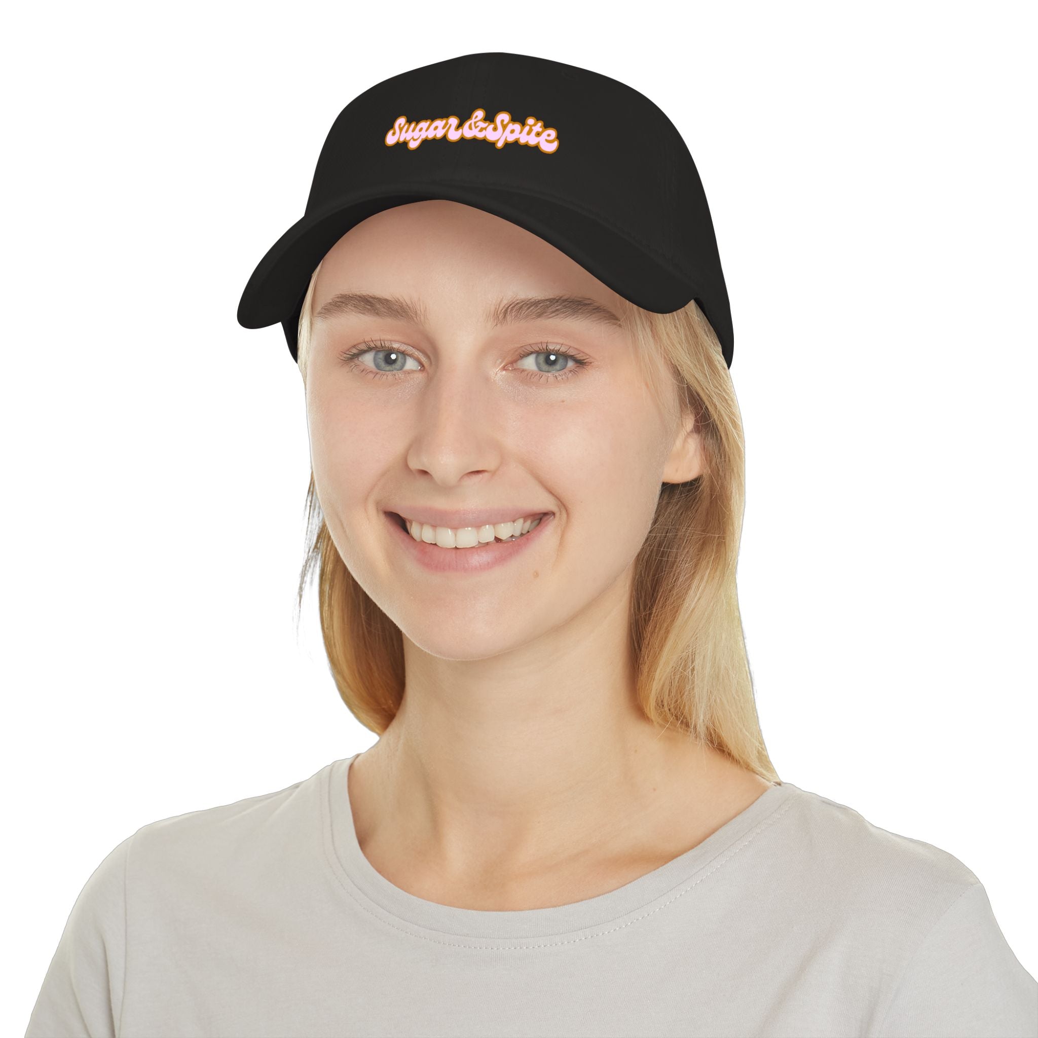 Sugar & Spice Low Profile Baseball Cap — Retro Script Hat for Women, Cute Casual Accessory
