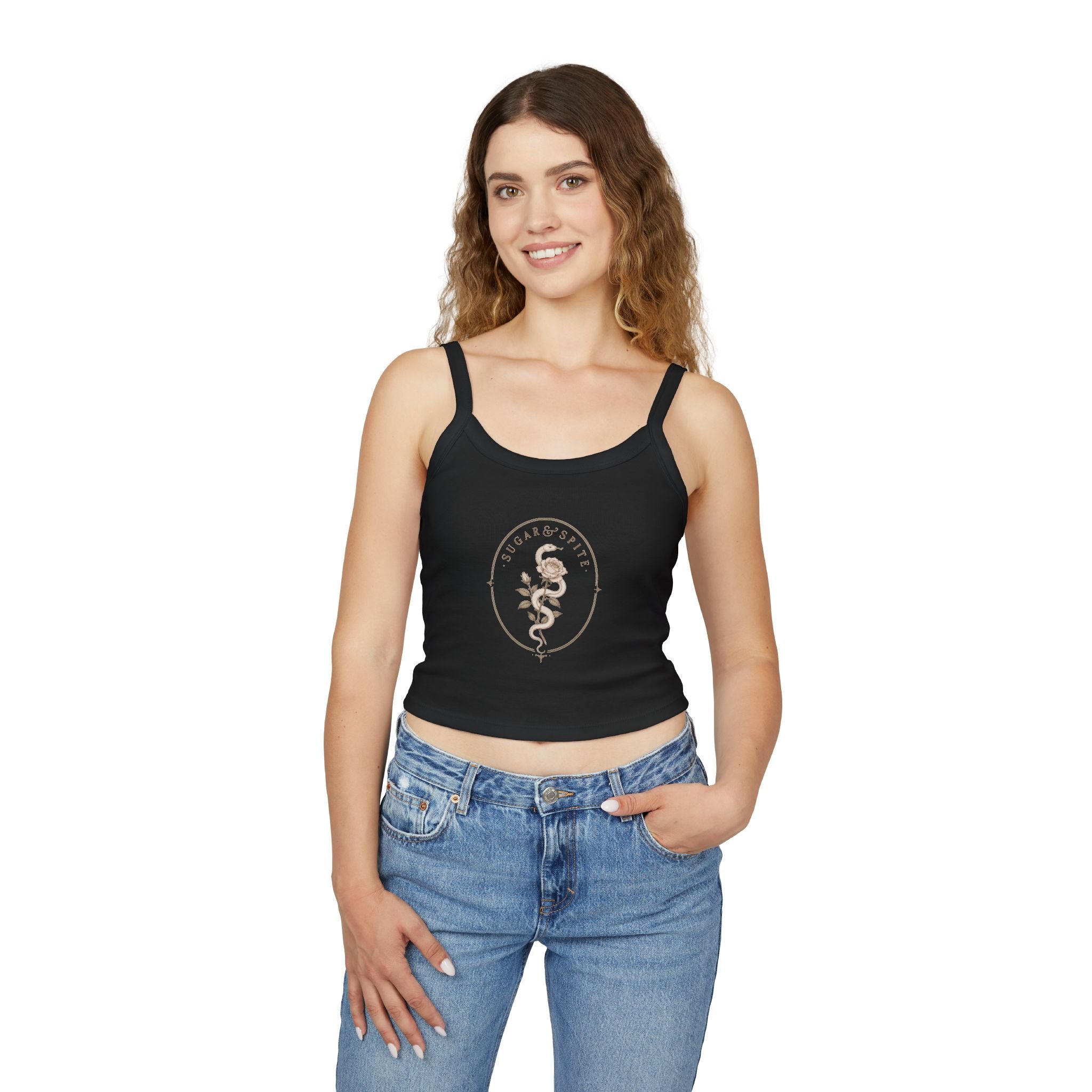 Sugar & Spice Floral Crop Tank — Women's Spaghetti Strap Tank Top