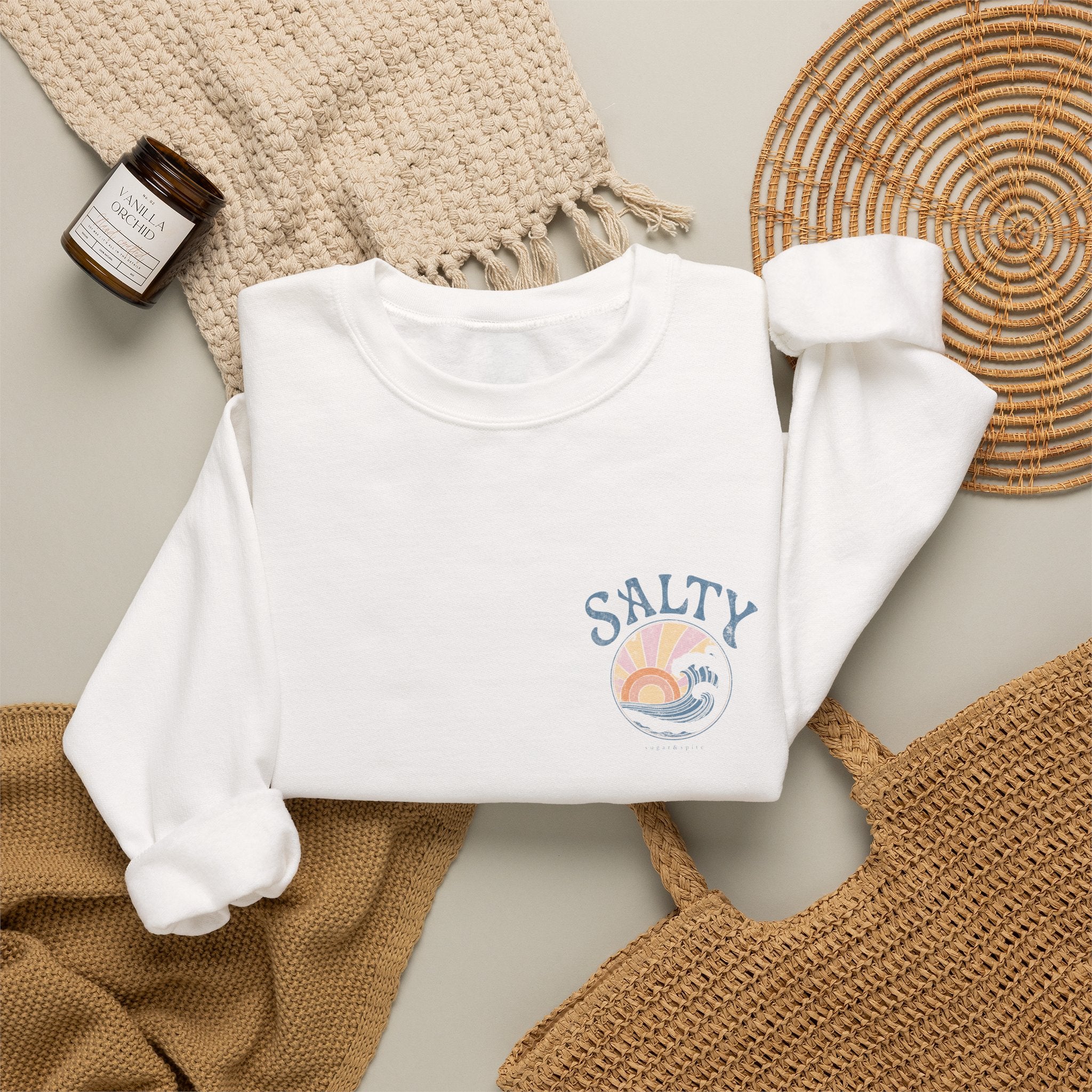 Salty Sunset Wave Crewneck Sweatshirt