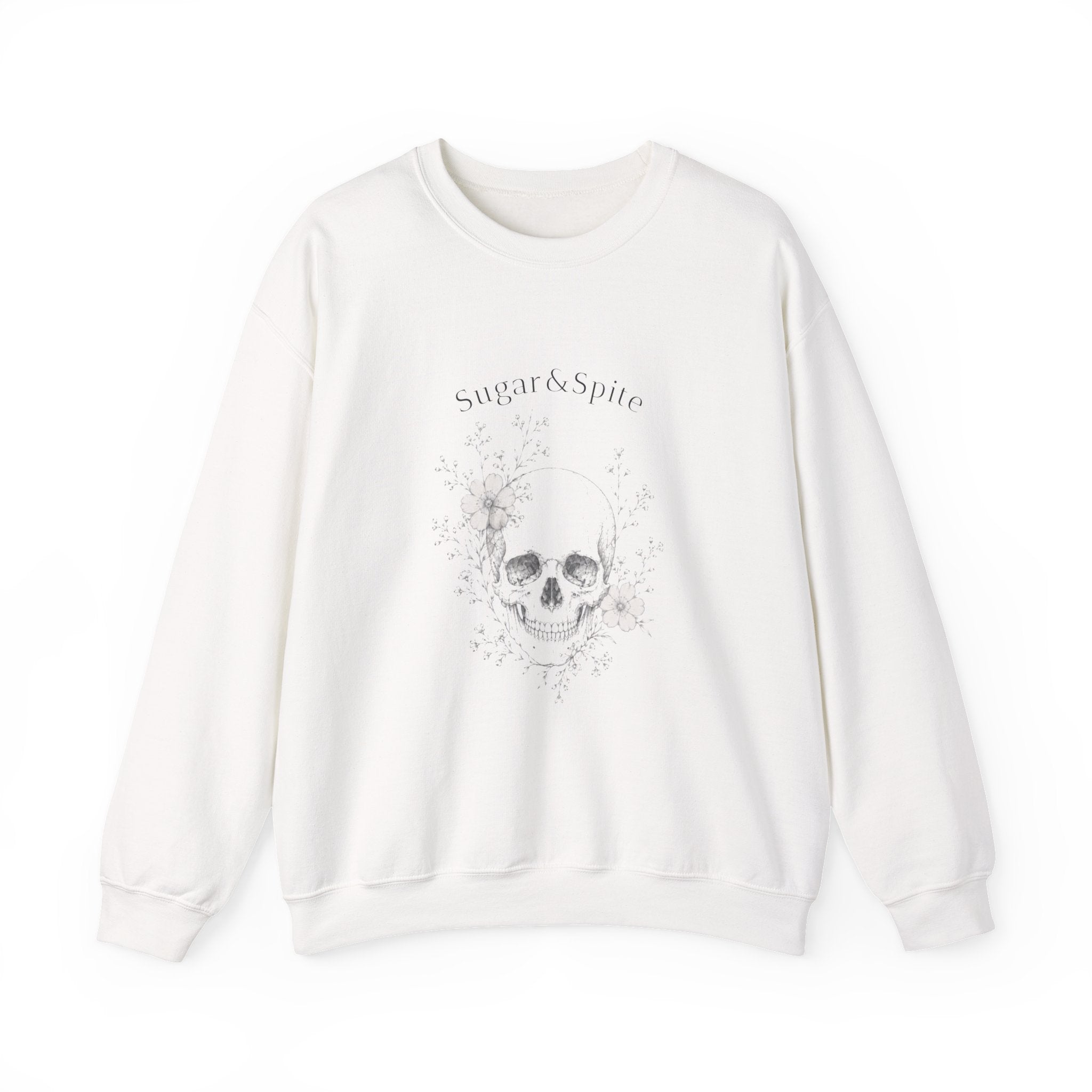 Floral Skull Graphic Crewneckn Sweatshirt