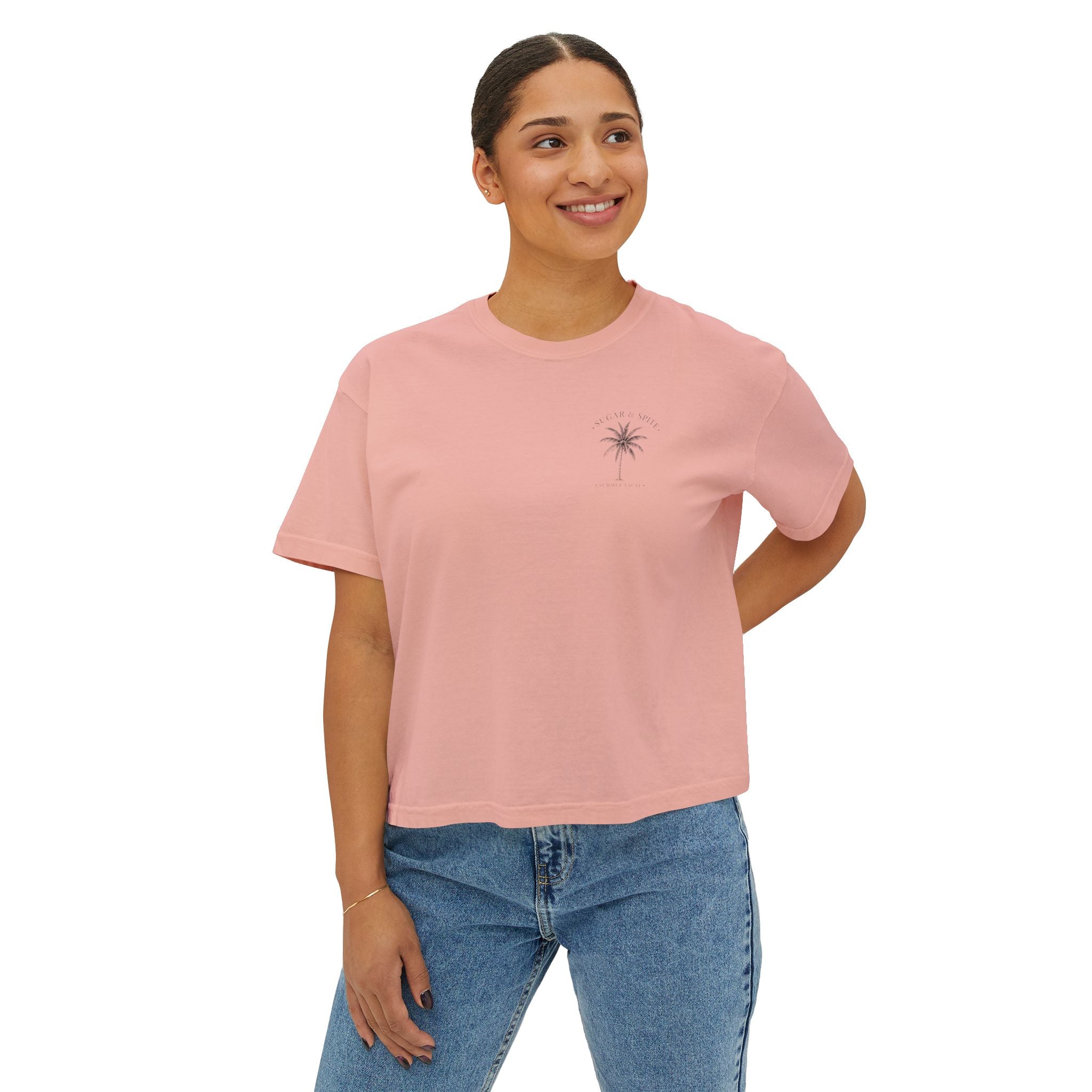 Margaritas Women's Boxy Tee – Palm Cocktail Graphic Tee