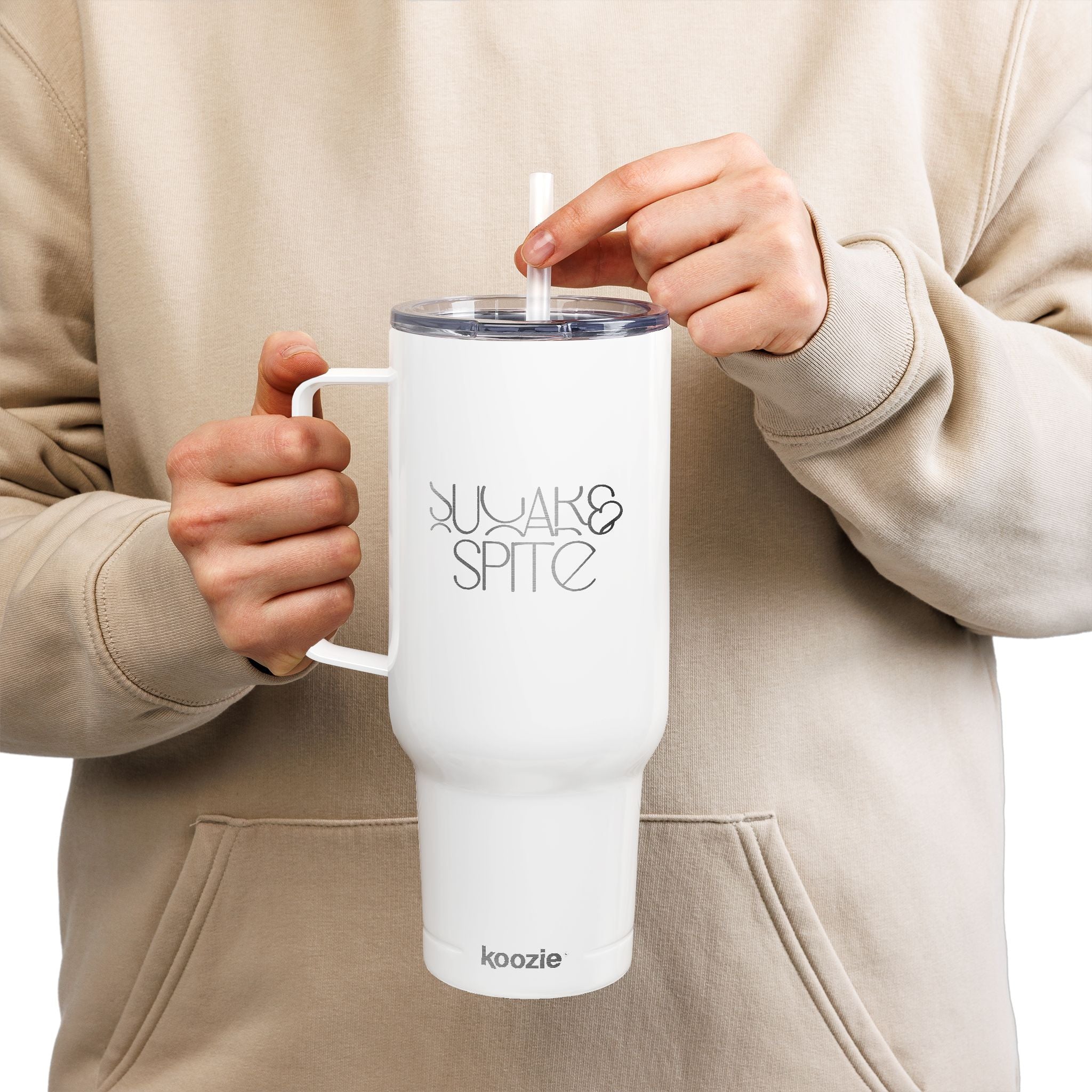 40oz Engraved Insulated Tumbler with Lid & Handle — Floral Snake Emblem