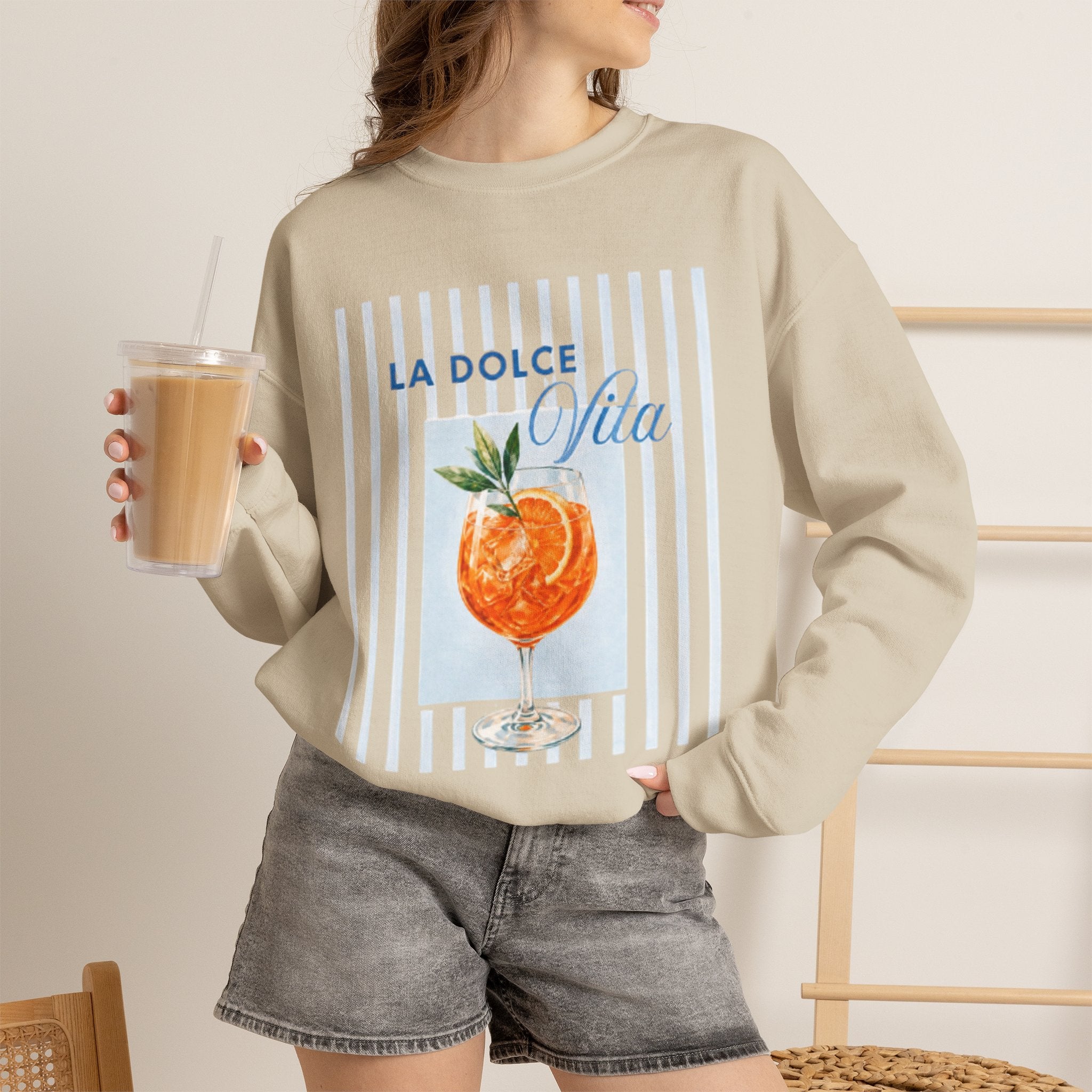 La Dolce Vita Sweatshirt — Orange Cocktail Graphic Crewneck