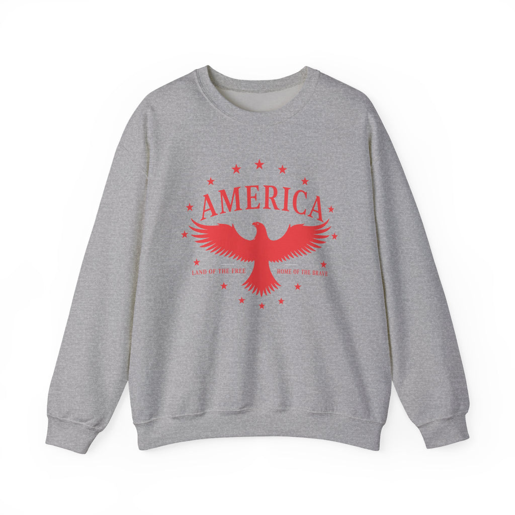 America Eagle Crewneck Sweatshirt – Patriotic Red Graphic