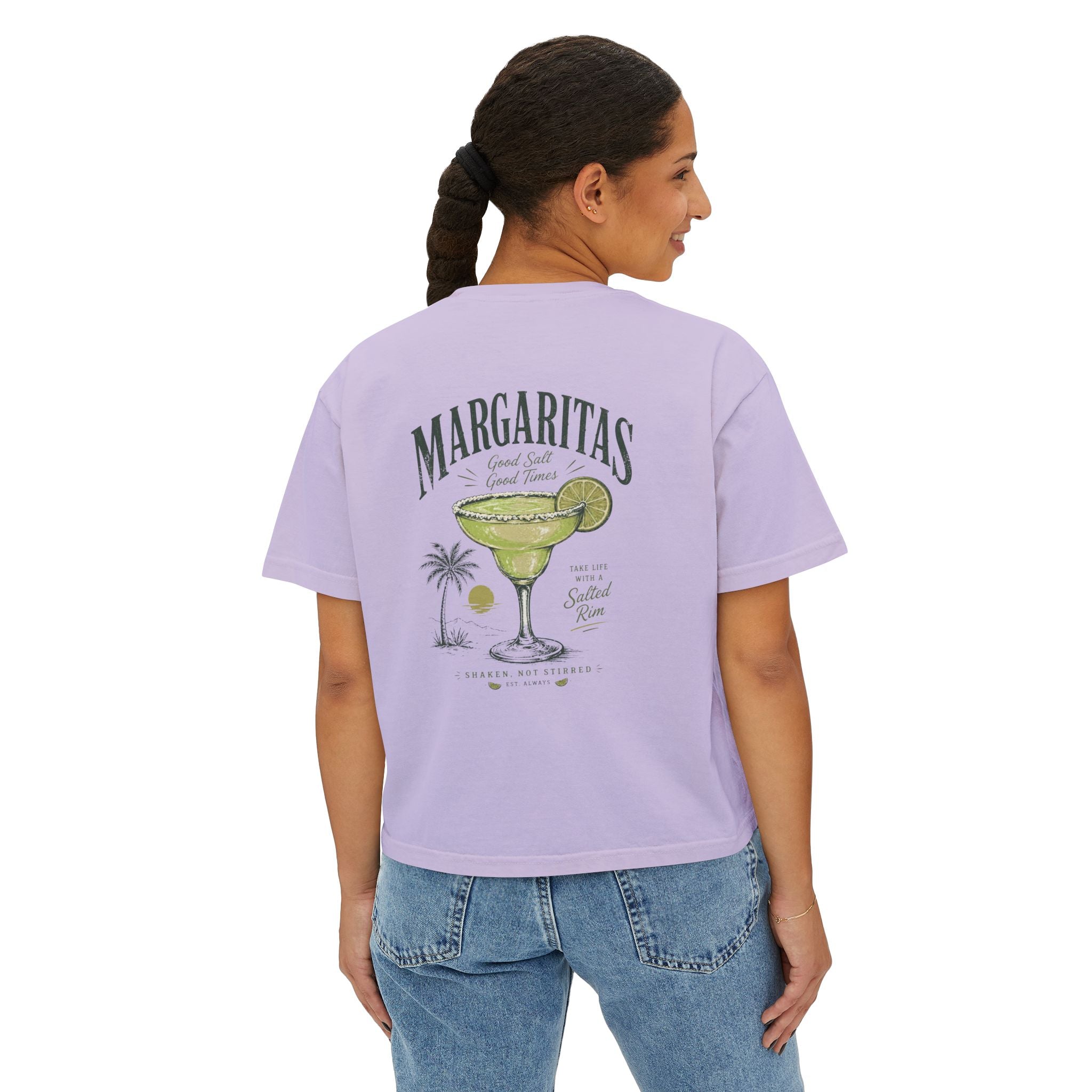 Margaritas Women's Boxy Tee – Palm Cocktail Graphic Tee