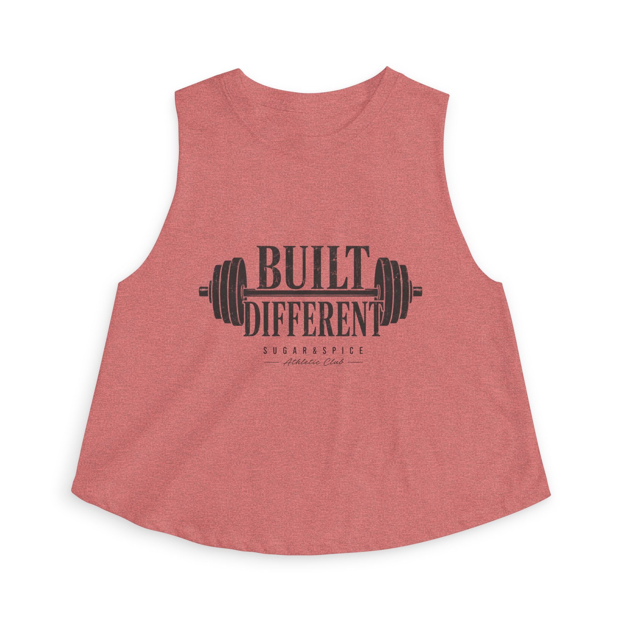 Built Different Crop Top — Women’s Fitness Tank with Barbell Graphic