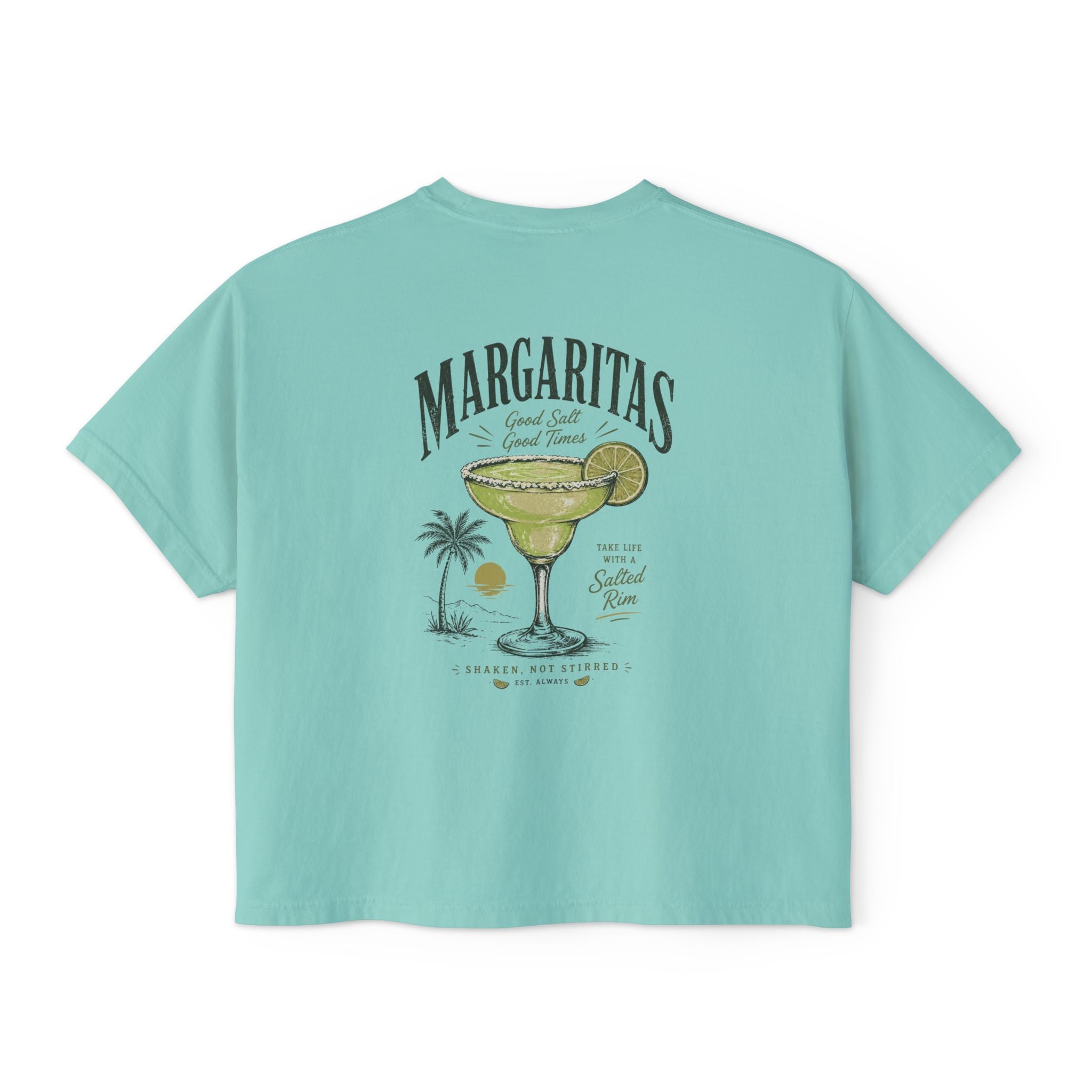 Margaritas Women's Boxy Tee – Palm Cocktail Graphic Tee