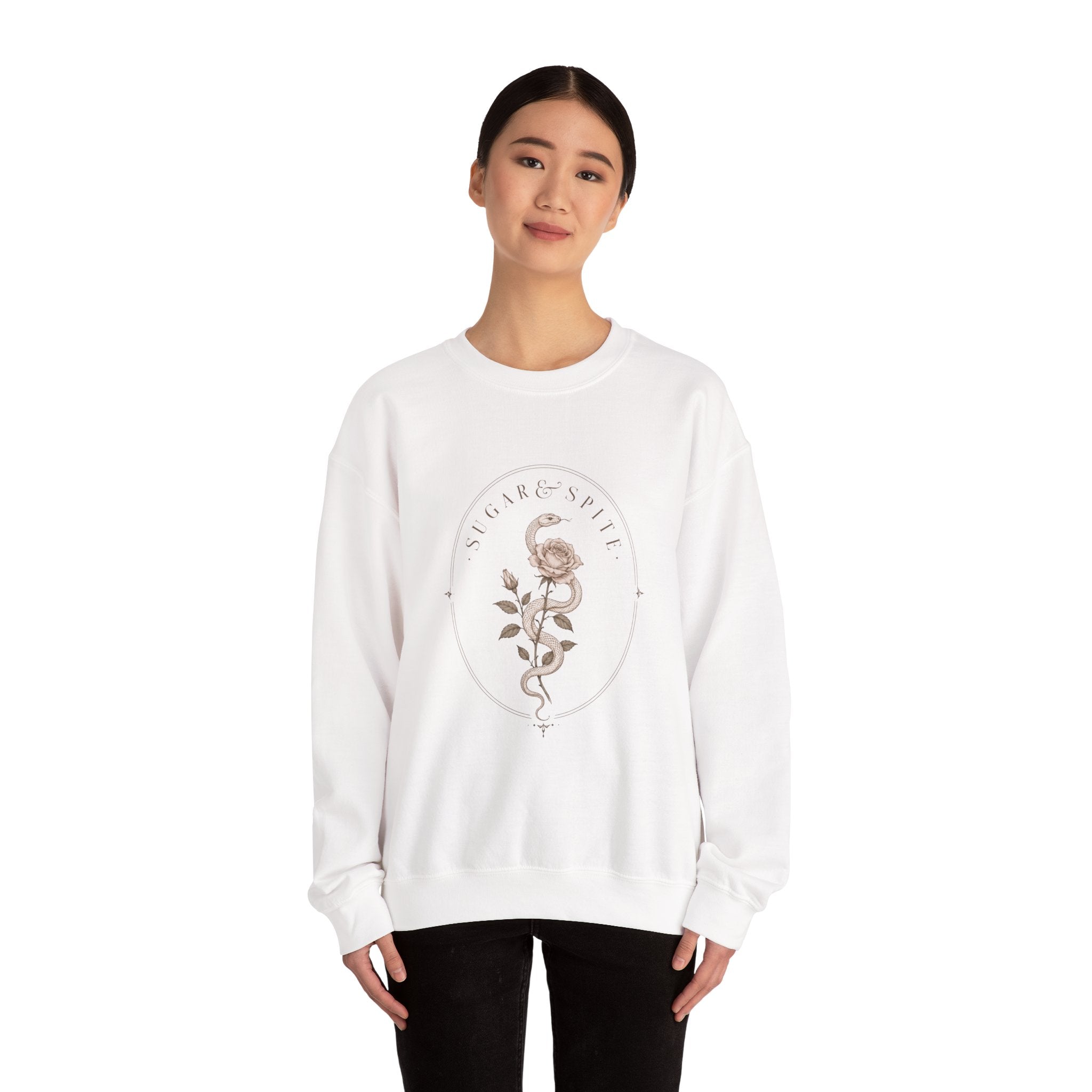 Floral Nightshade Crewneck Sweatshirt — Vintage Botanical 'Nightshade' Design