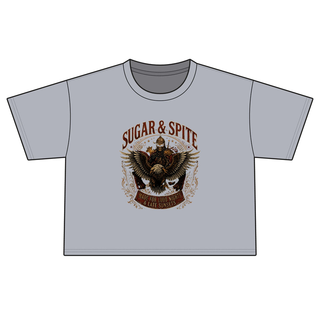 Sugar & Spite Eagle Boxy Tee — Vintage Biker Graphic Women’s T‑Shirt