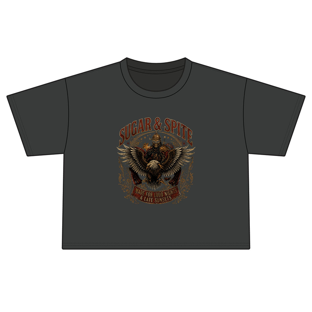 Sugar & Spite Eagle Boxy Tee — Vintage Biker Graphic Women’s T‑Shirt