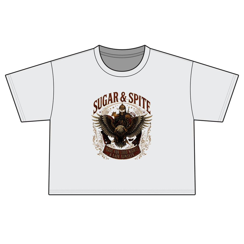 Sugar & Spite Eagle Boxy Tee — Vintage Biker Graphic Women’s T‑Shirt