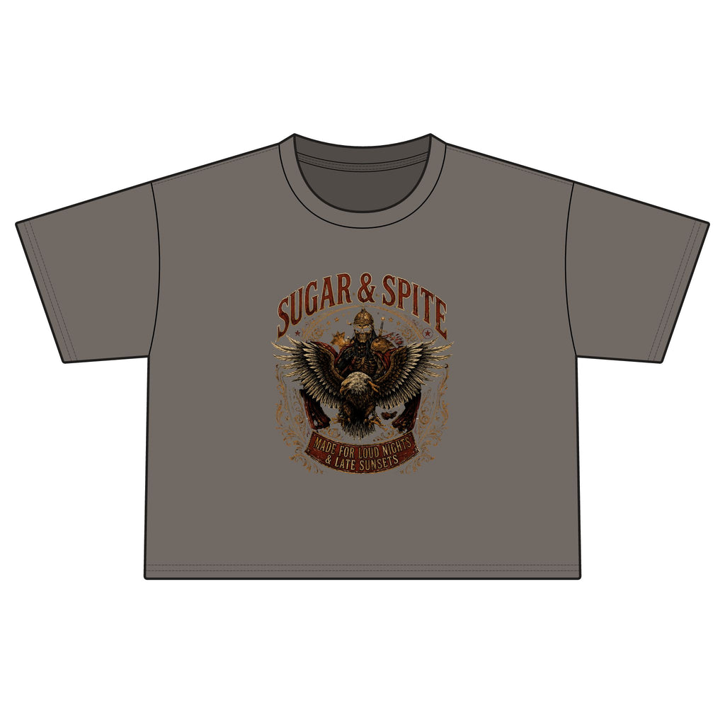 Sugar & Spite Eagle Boxy Tee — Vintage Biker Graphic Women’s T‑Shirt
