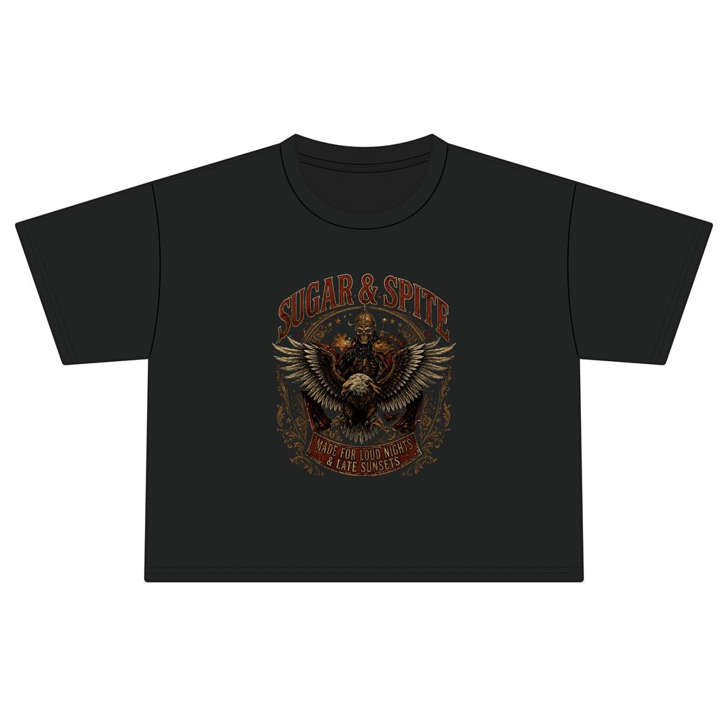 Sugar & Spite Eagle Boxy Tee — Vintage Biker Graphic Women’s T‑Shirt