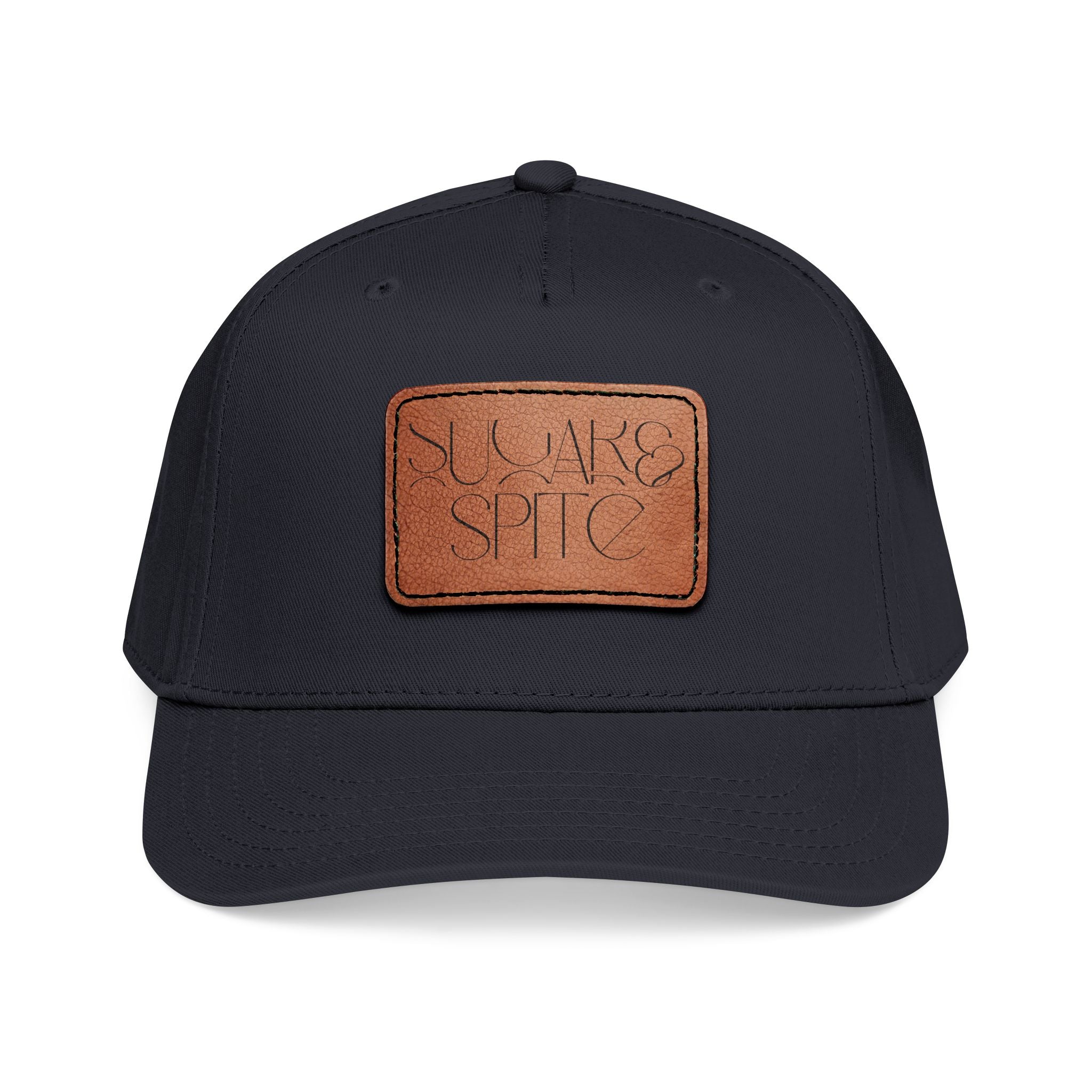 Leather Patch Baseball Cap — 'SUGAR & SPICE' Mid-Profile Hat