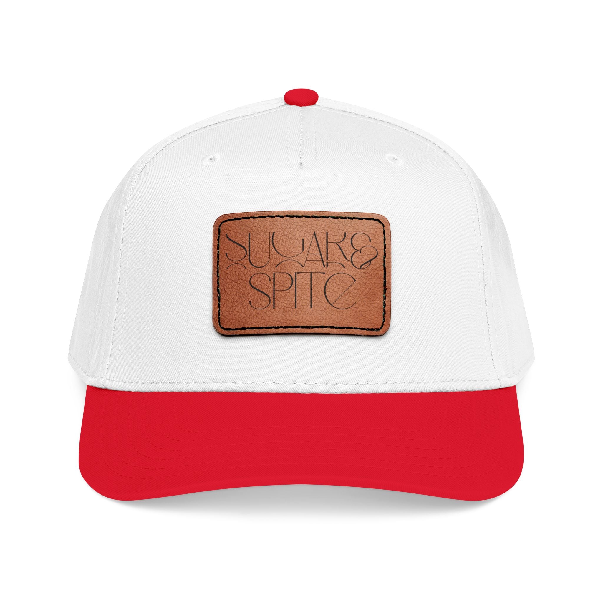 Leather Patch Baseball Cap — 'SUGAR & SPICE' Mid-Profile Hat