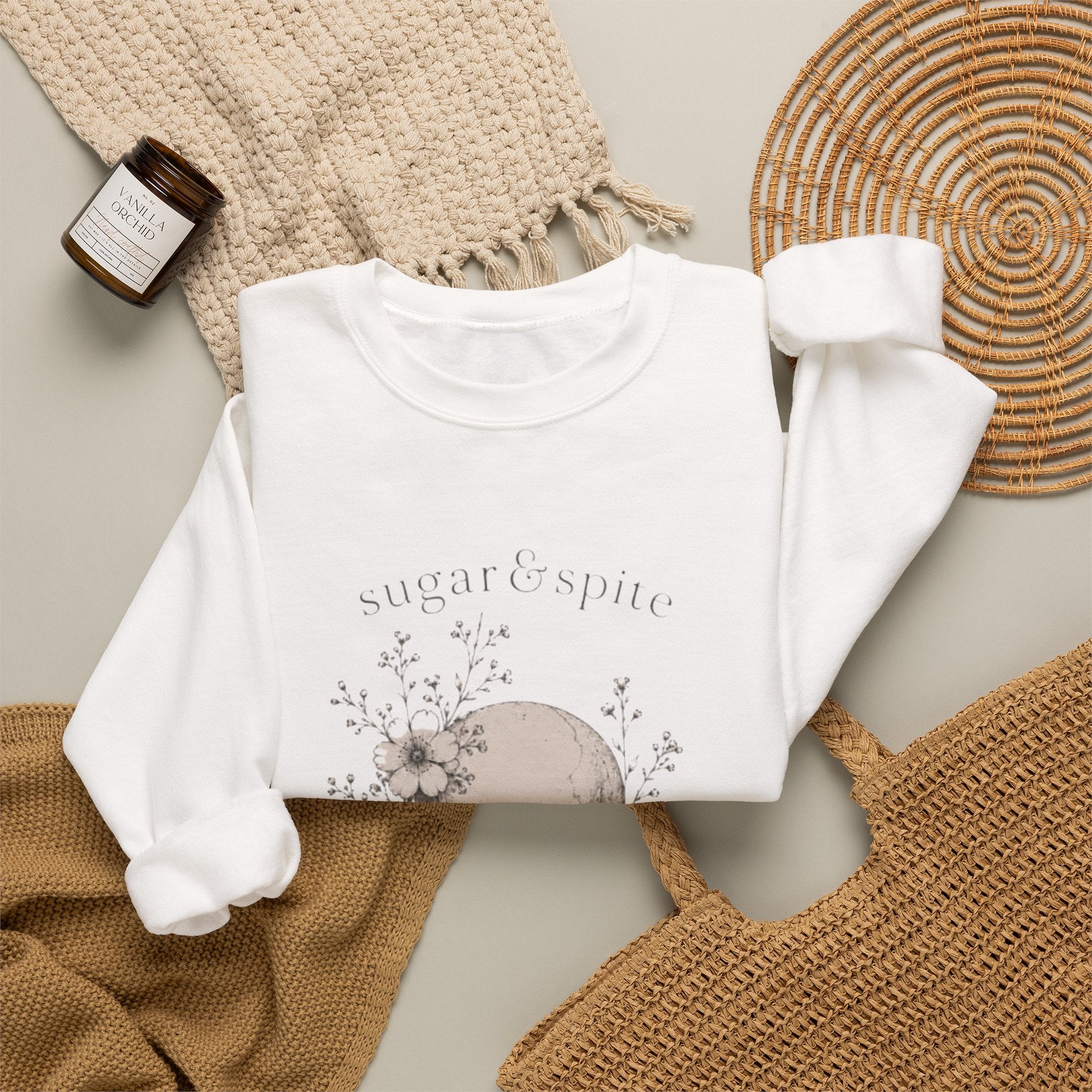 Skull Floral Crewneck Sweatshirt — 'Sugar & Spite' Vintage Gothic Pullover
