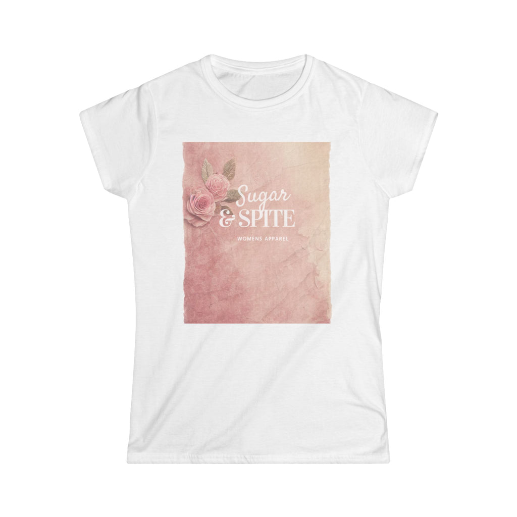 Sugar & Spite Floral Tee — Vintage Pink Women's T-Shirt