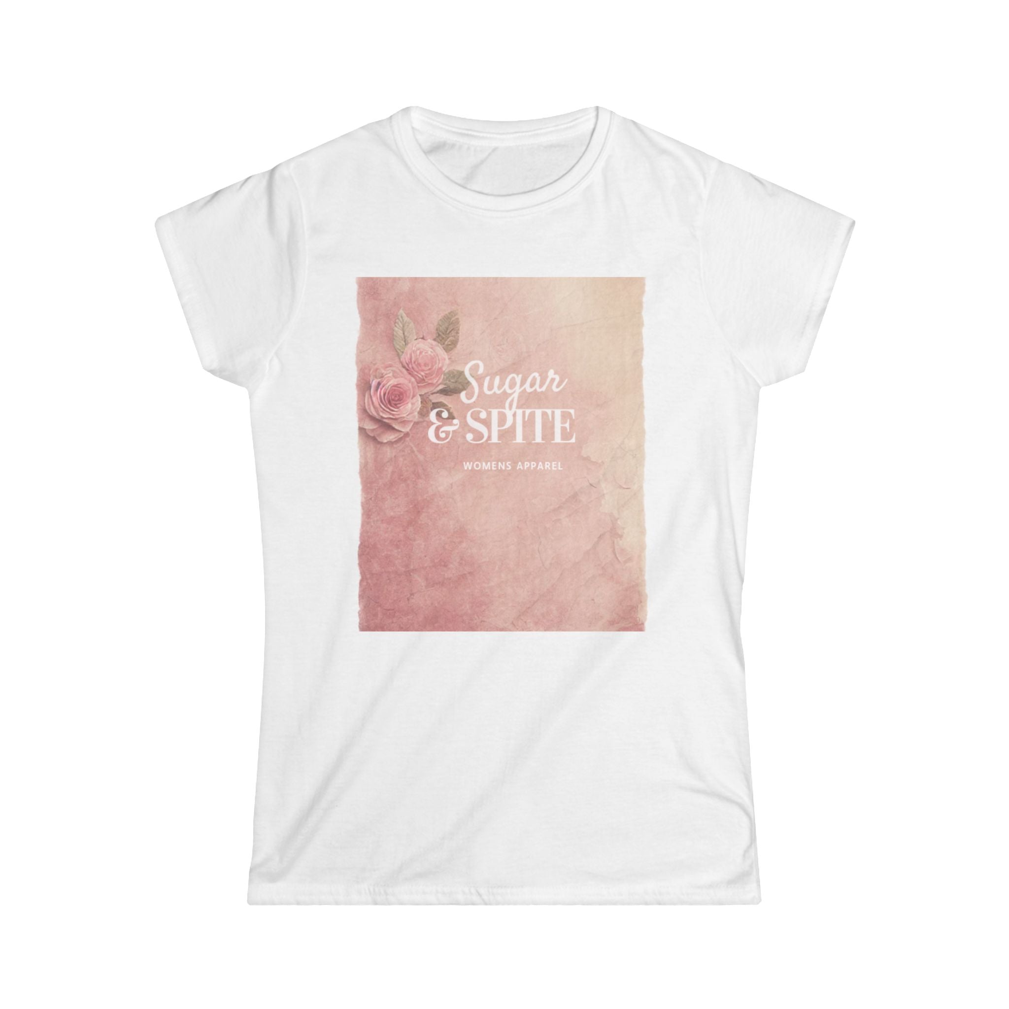 Sugar & Spite Floral Tee — Vintage Pink Women's T-Shirt