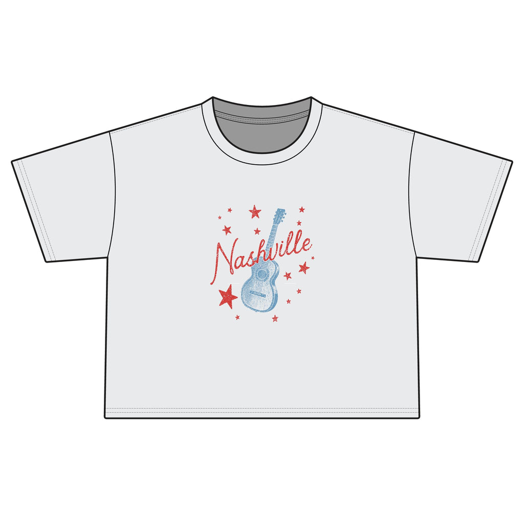 Nashville Guitar Stars Boxy Tee — Retro Music City Crop T-Shirt