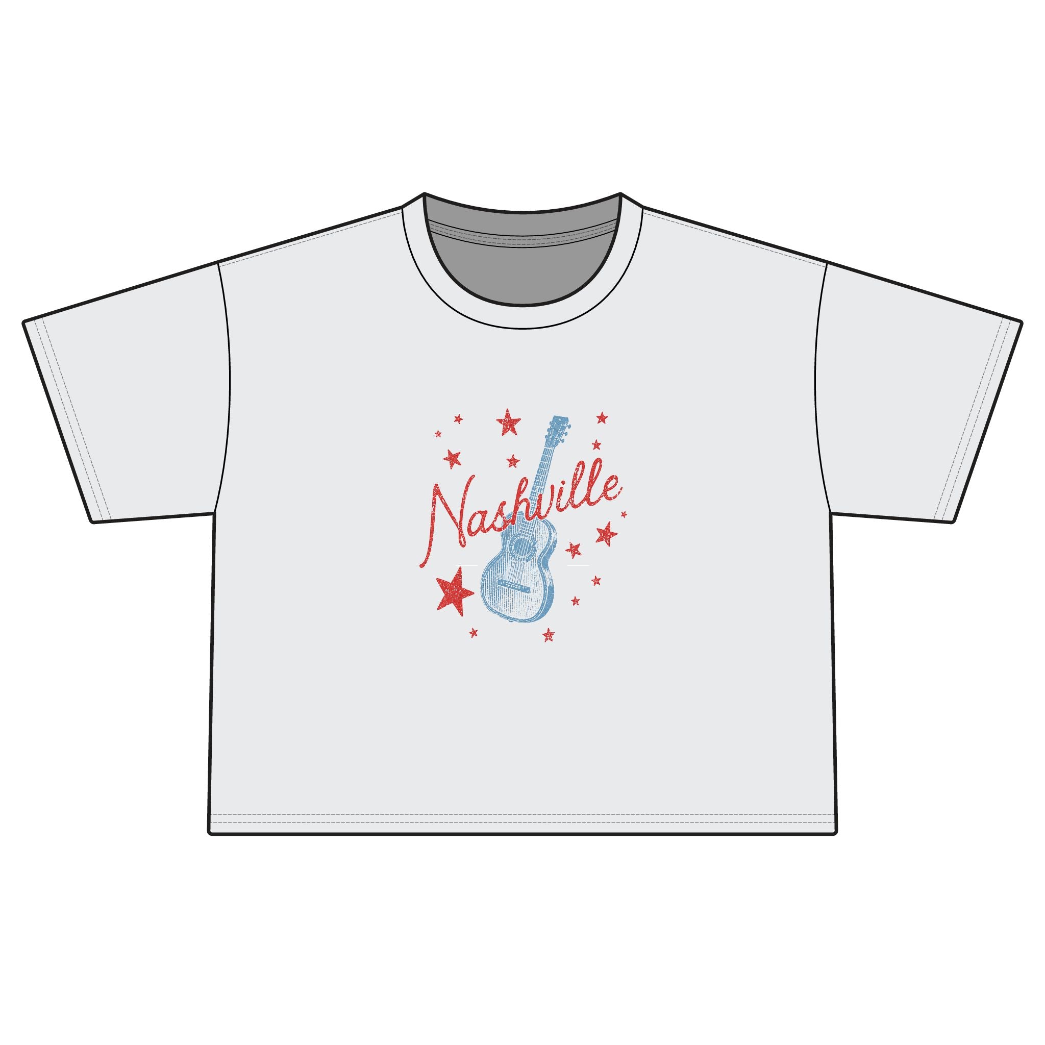 Nashville Guitar Stars Boxy Tee — Retro Music City Crop T-Shirt