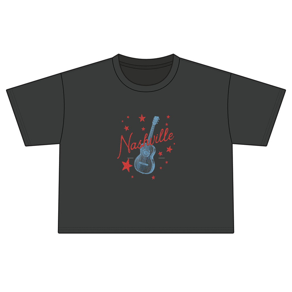 Nashville Guitar Stars Boxy Tee — Retro Music City Crop T-Shirt