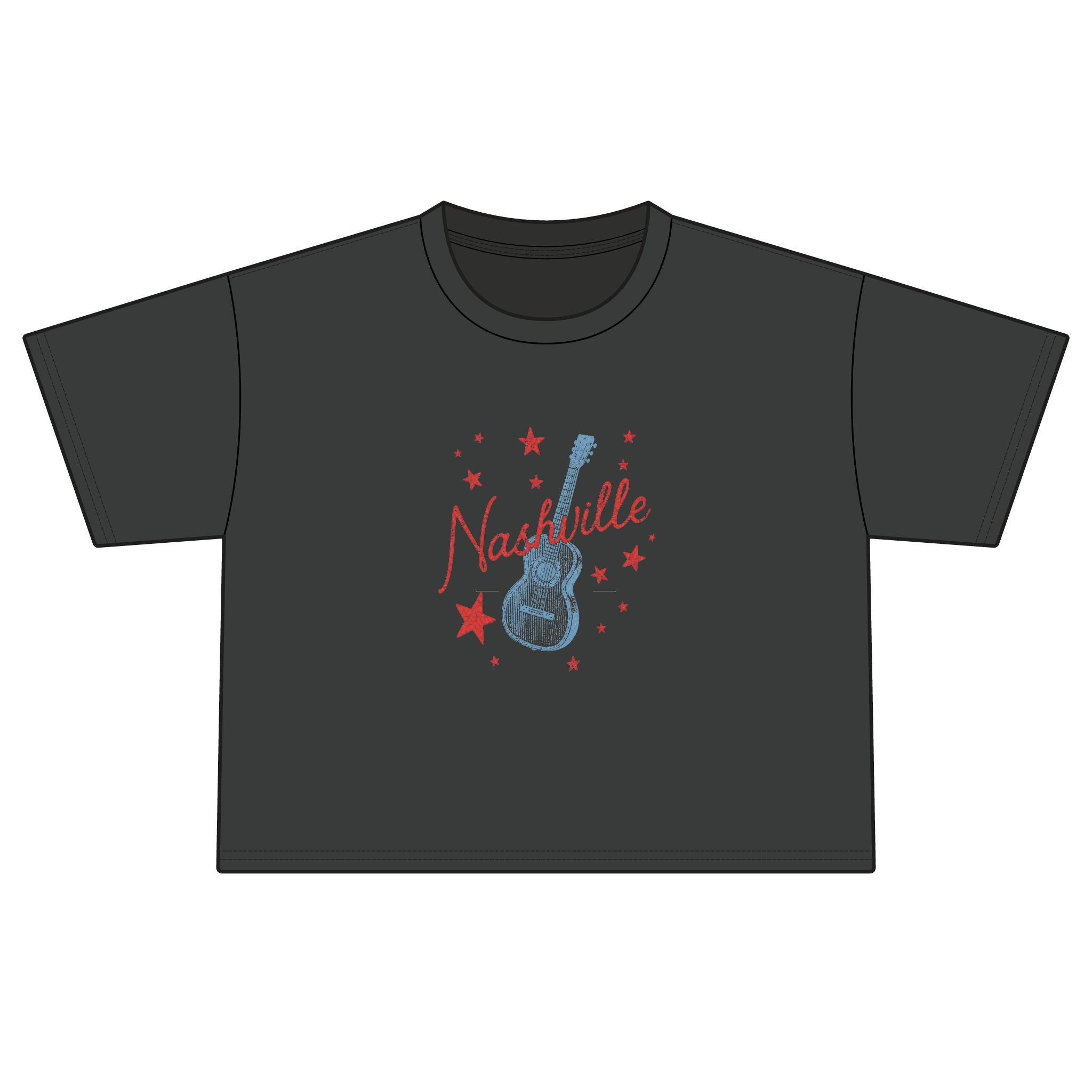 Nashville Guitar Stars Boxy Tee — Retro Music City Crop T-Shirt