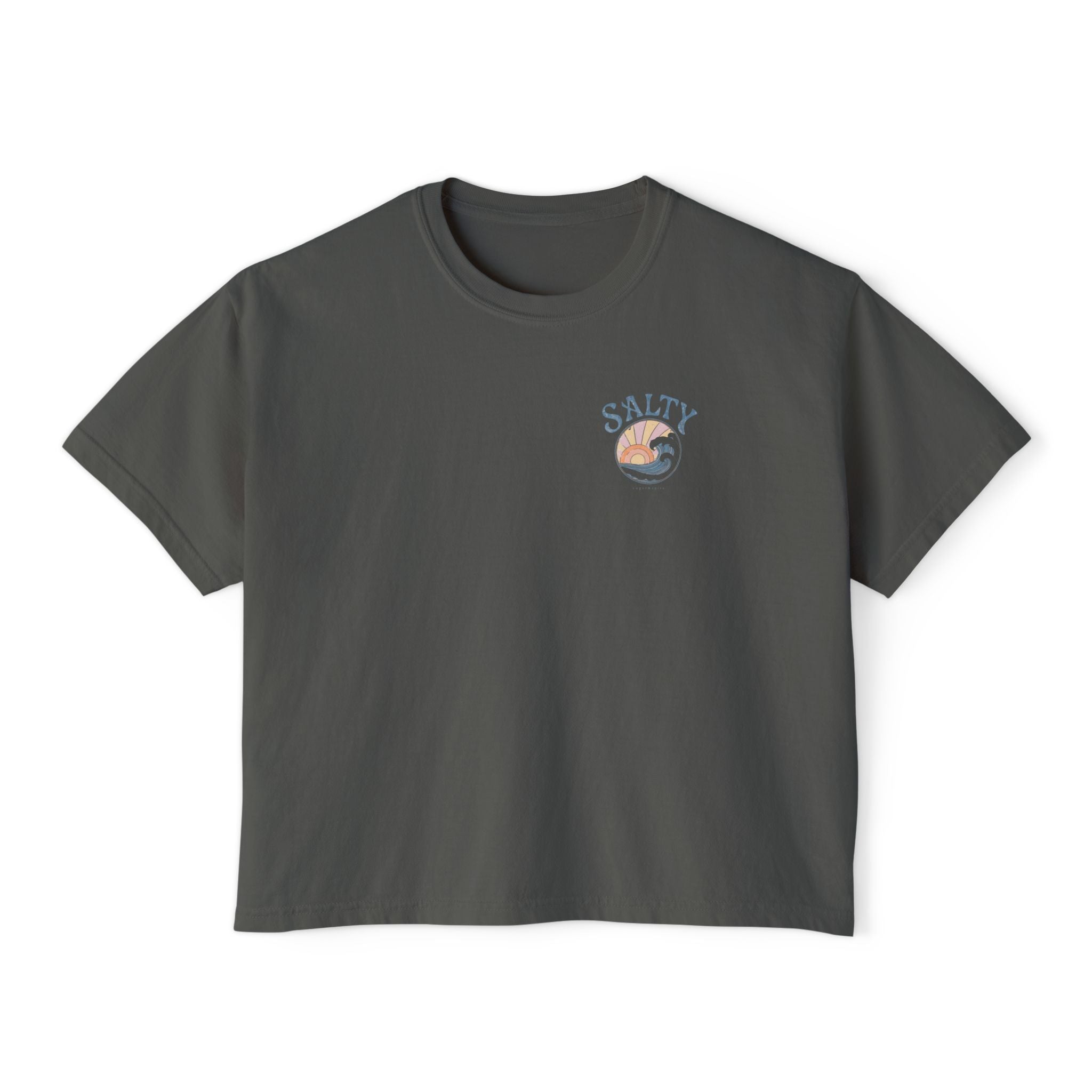 Salty Sunset Boxy Tee — Women's Beachy Graphic