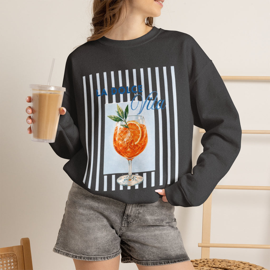 La Dolce Vita Sweatshirt — Orange Cocktail Graphic Crewneck