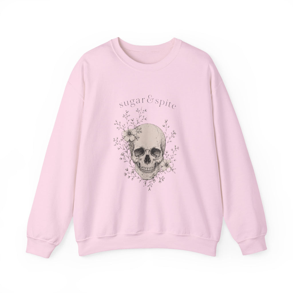 Skull Floral Crewneck Sweatshirt — 'Sugar & Spite' Vintage Gothic Pullover