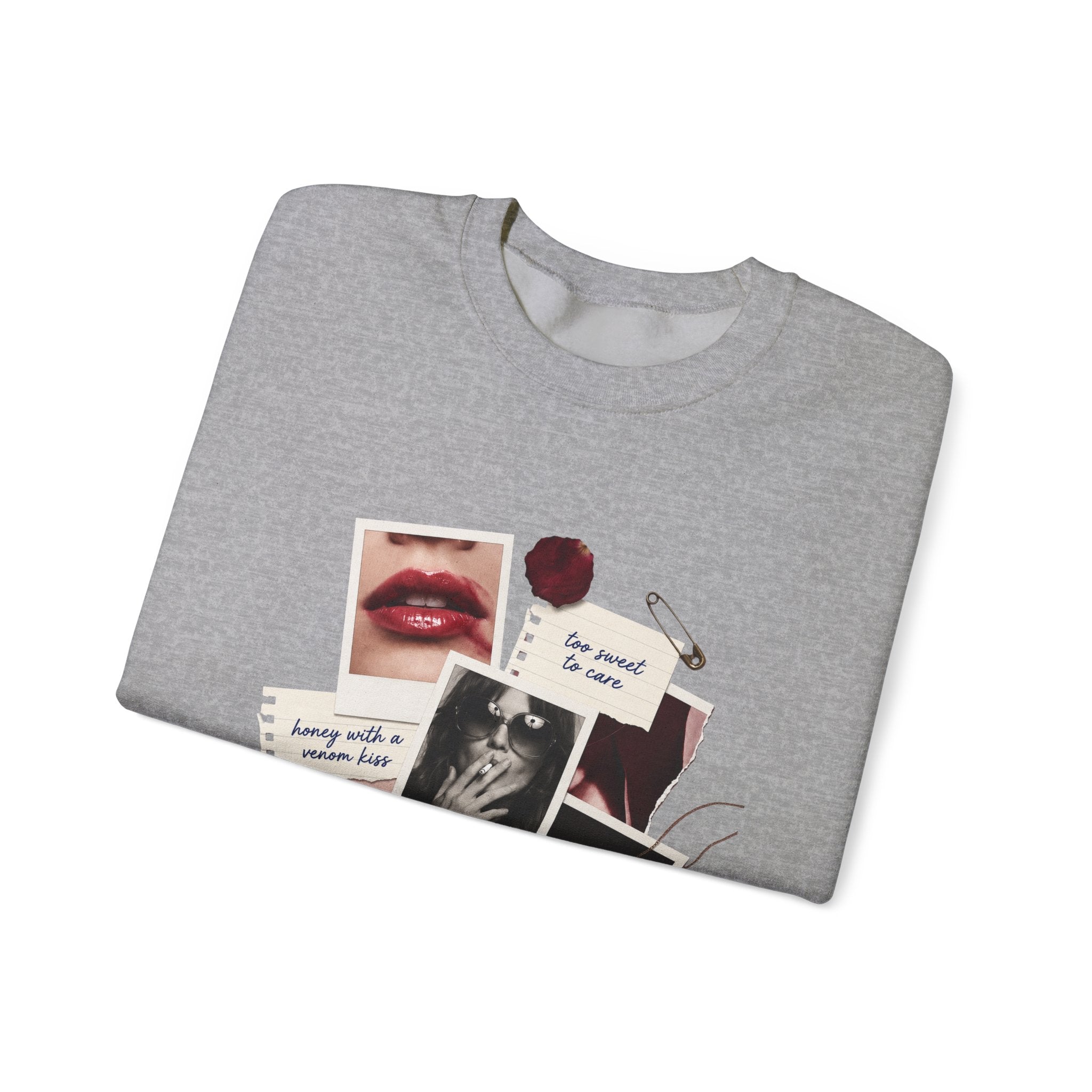 Collage Graphic Crewneck Sweatshirt — 'Sugar & Spice' Retro Photo Mood Crew