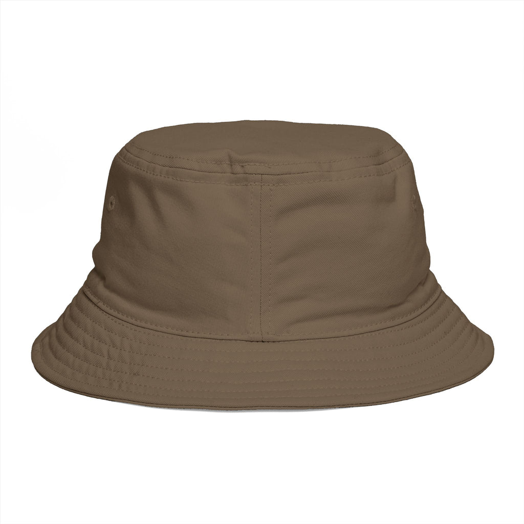 Bucket Hat — 'Sunrise Sprig' Floral Graphic Bucket Hat with Pink Bloom