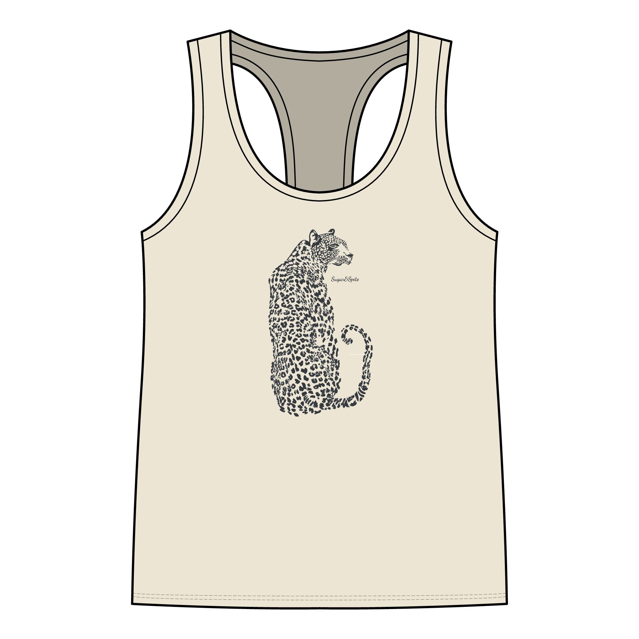 Leopard Outline Women's Racerback Tank Top — Minimal Safari Cat Graphic
