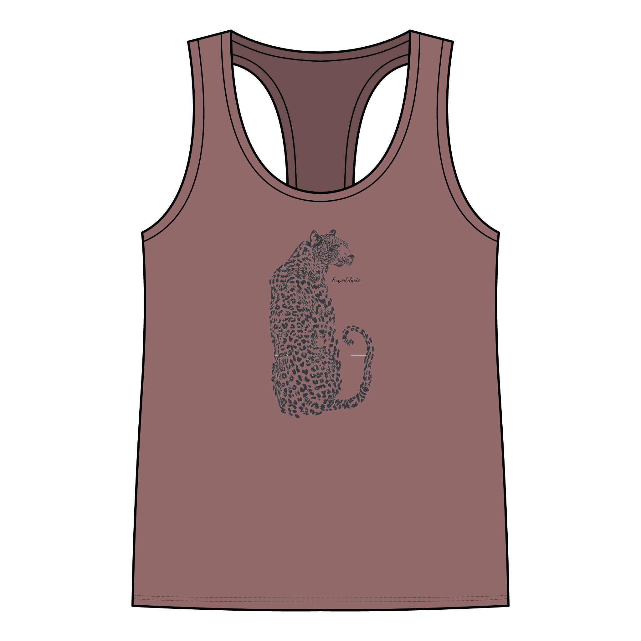 Leopard Outline Women's Racerback Tank Top — Minimal Safari Cat Graphic
