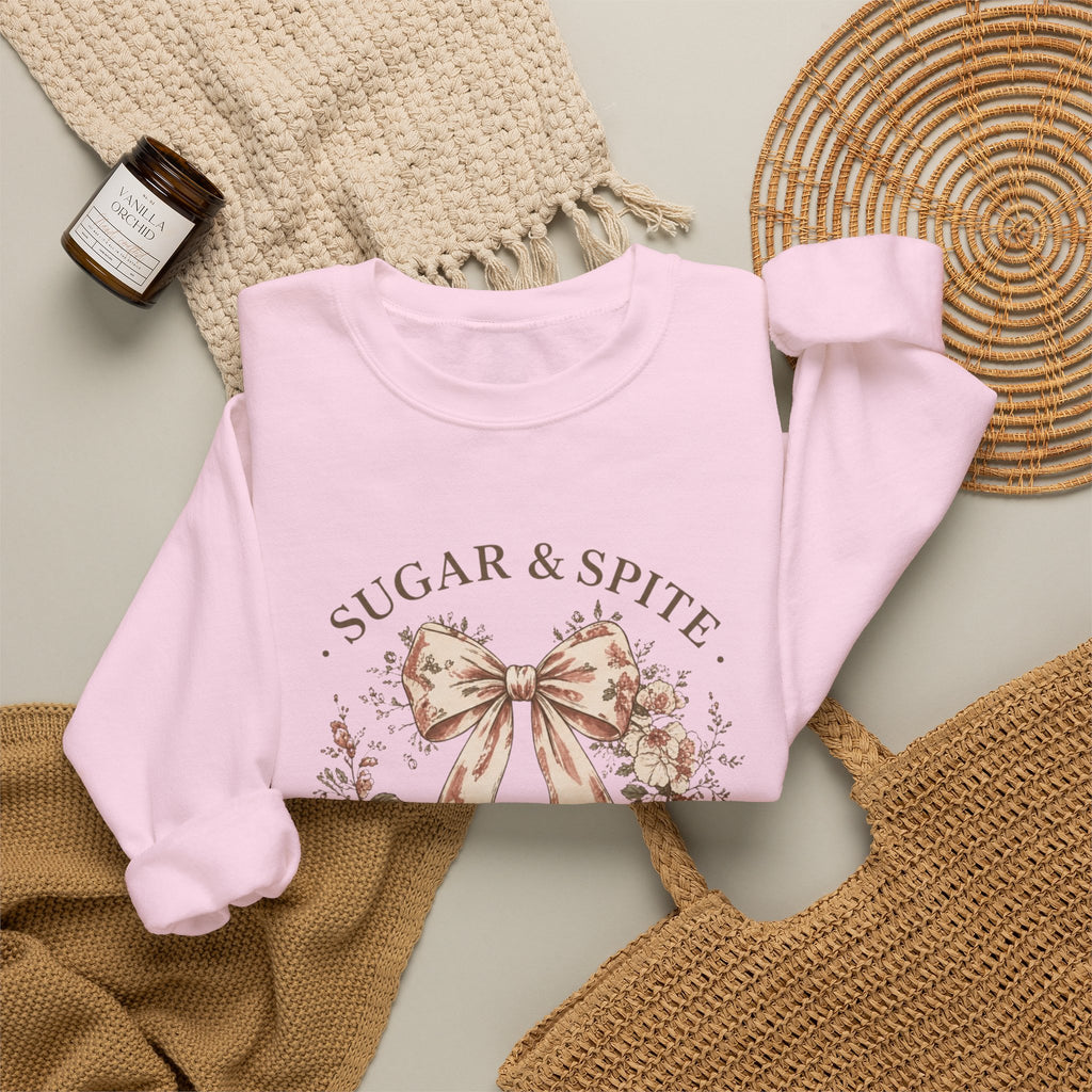 Sugar & Spite Bow Sweatshirt — Vintage Floral Crewneck