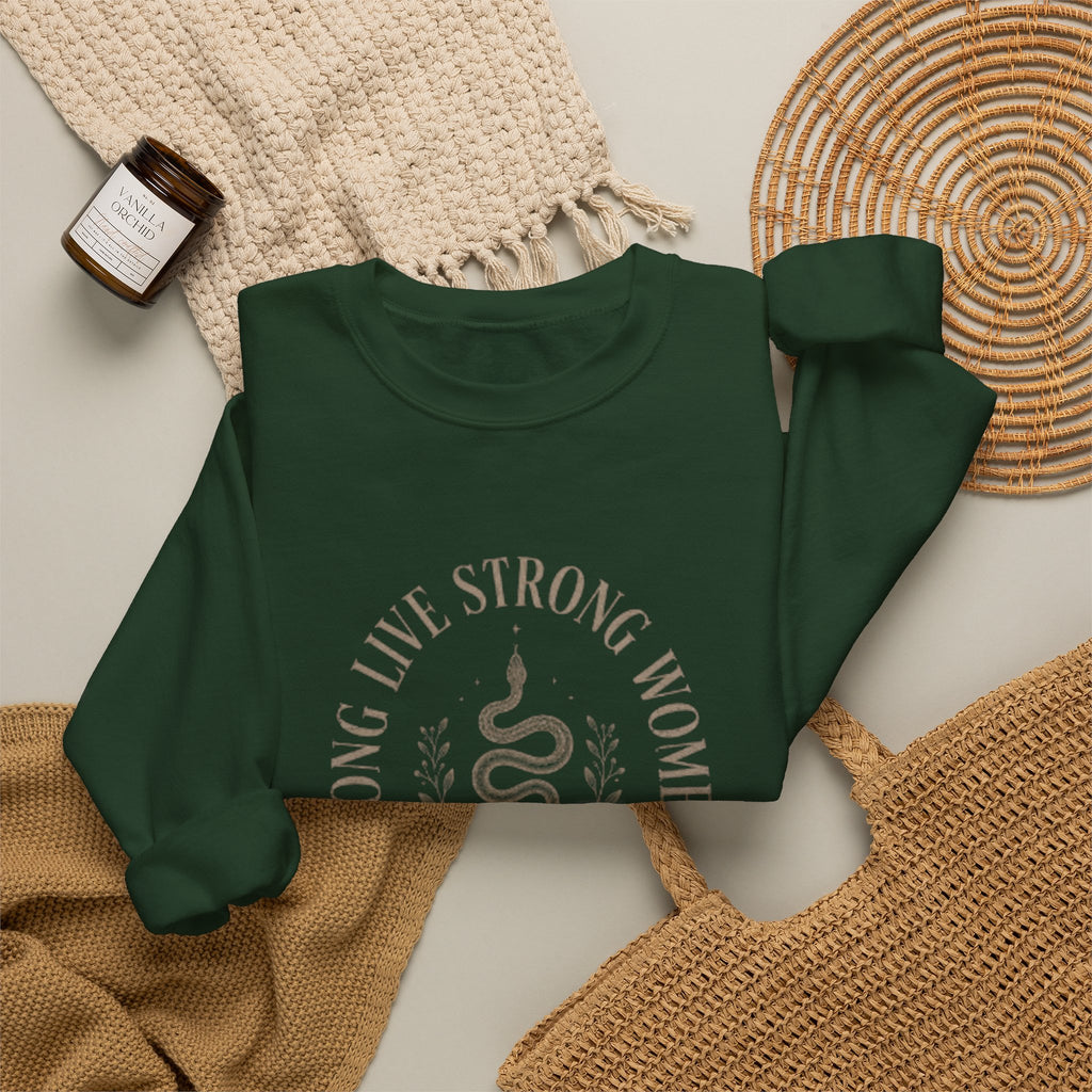 Long Live Strong Women Crewneck Sweatshirt — 'Sugar & Spite' Feminist Graphic Sweatshirt
