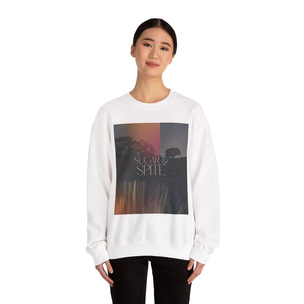 Sugar & Spite Graphic Sweatshirt — Moody Sunset Nature Crewneck