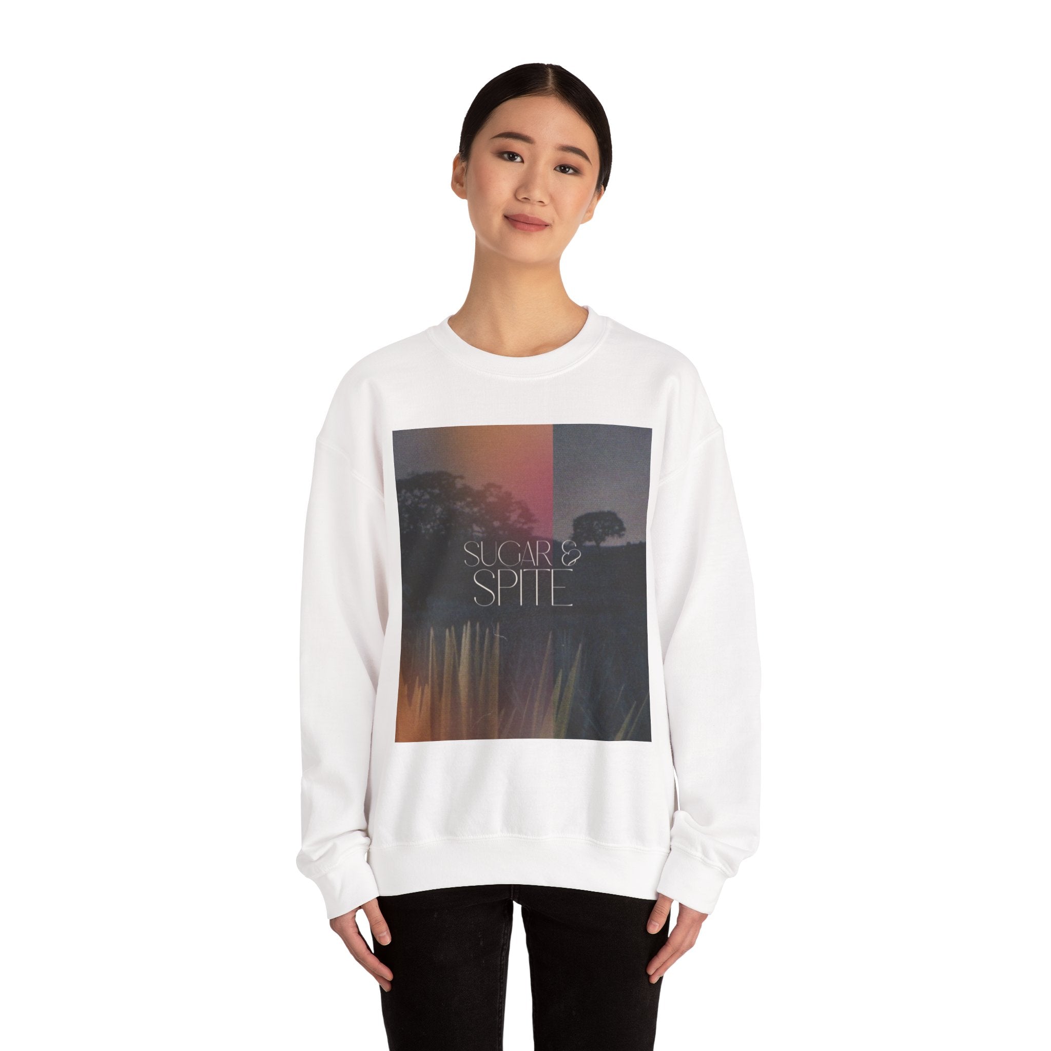 Sugar & Spite Graphic Sweatshirt — Moody Sunset Nature Crewneck