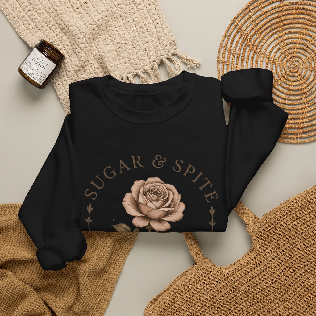 Sugar & Spite Rose Sweatshirt — Vintage Floral Crewneck