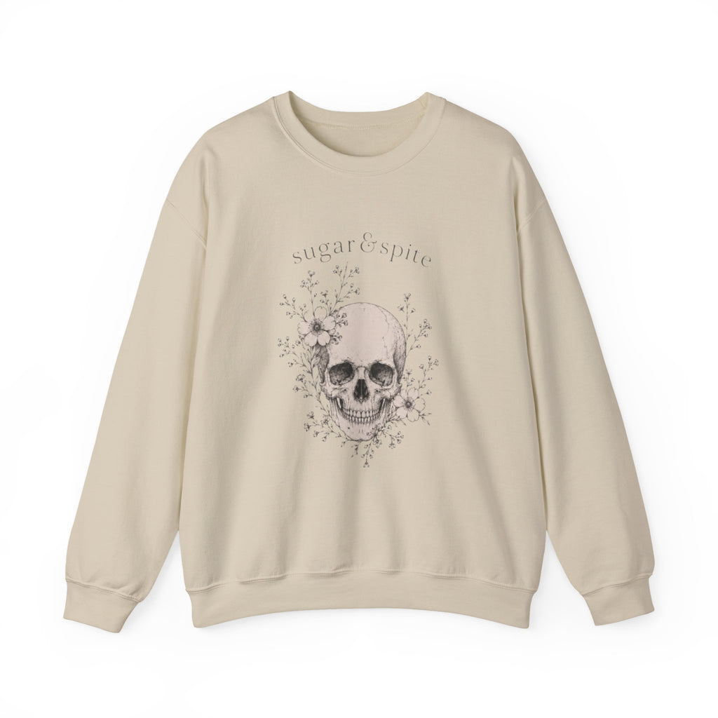 Skull Floral Crewneck Sweatshirt — 'Sugar & Spite' Vintage Gothic Pullover